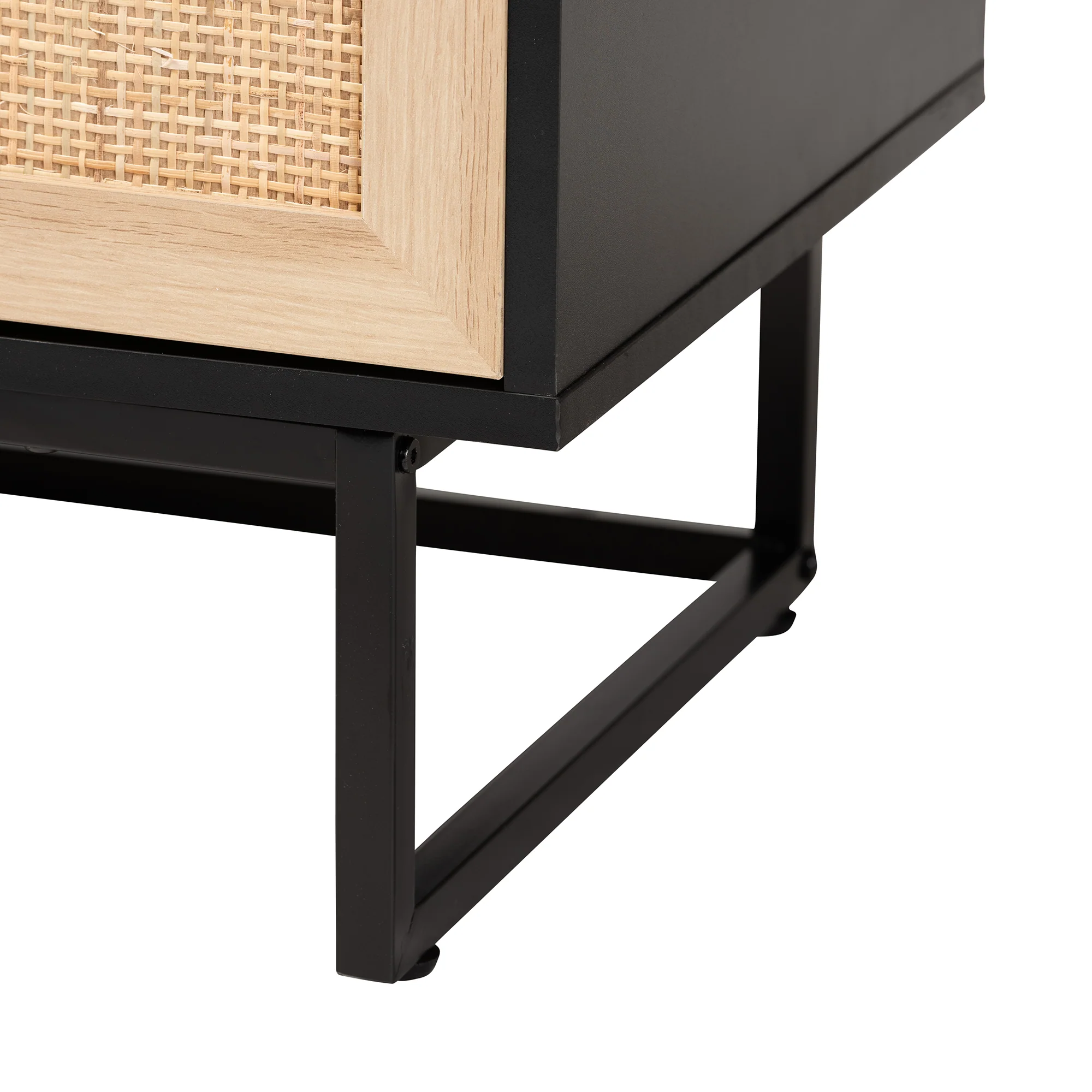 Baxton Studio Declan Mid-Century Modern Espresso Brown Finished Wood and Natural Rattan 2-Door Storage Cabinet - Image 7
