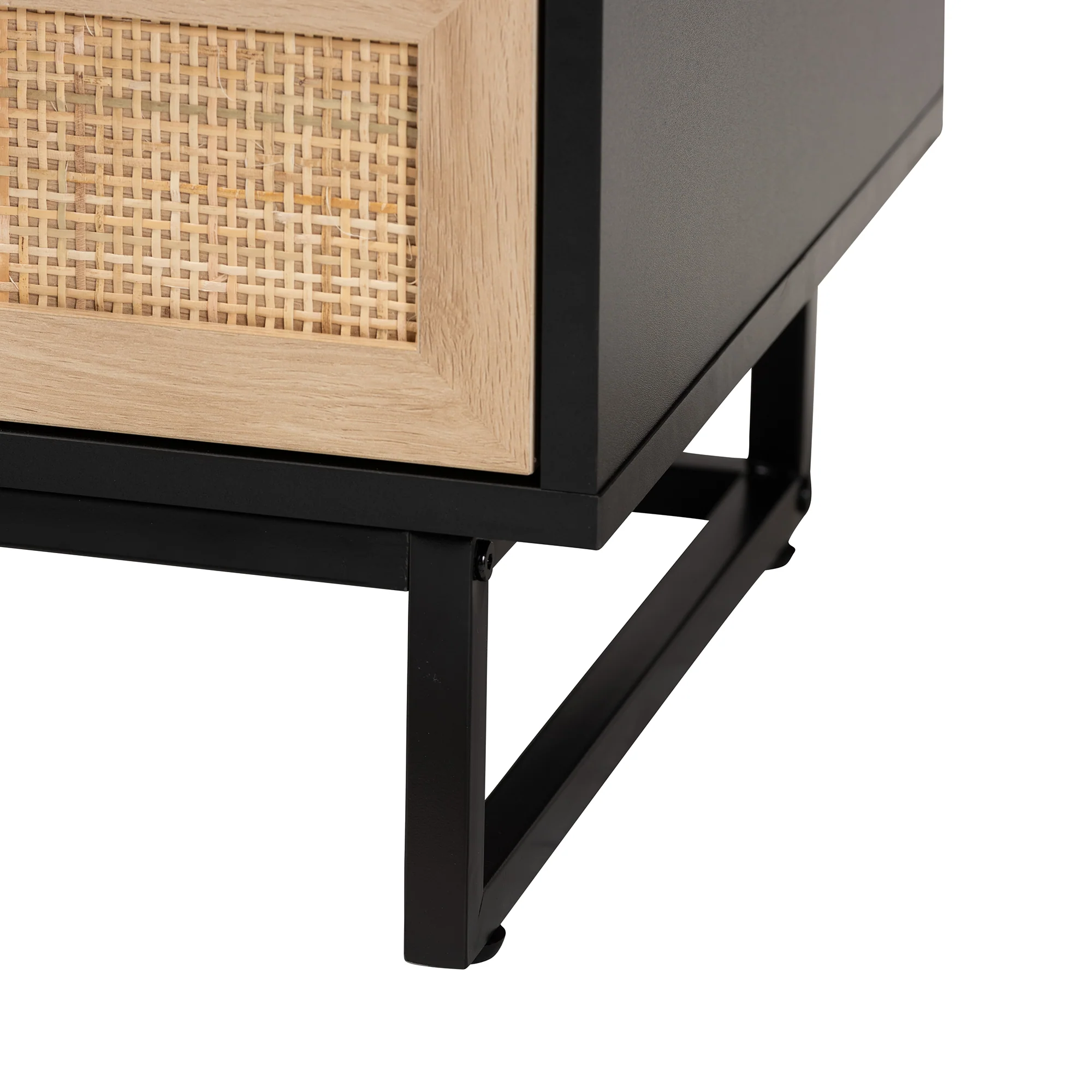 Baxton Studio Declan Mid-Century Modern Espresso Brown Finished Wood and Natural Rattan 2-Drawer End Table - Image 9
