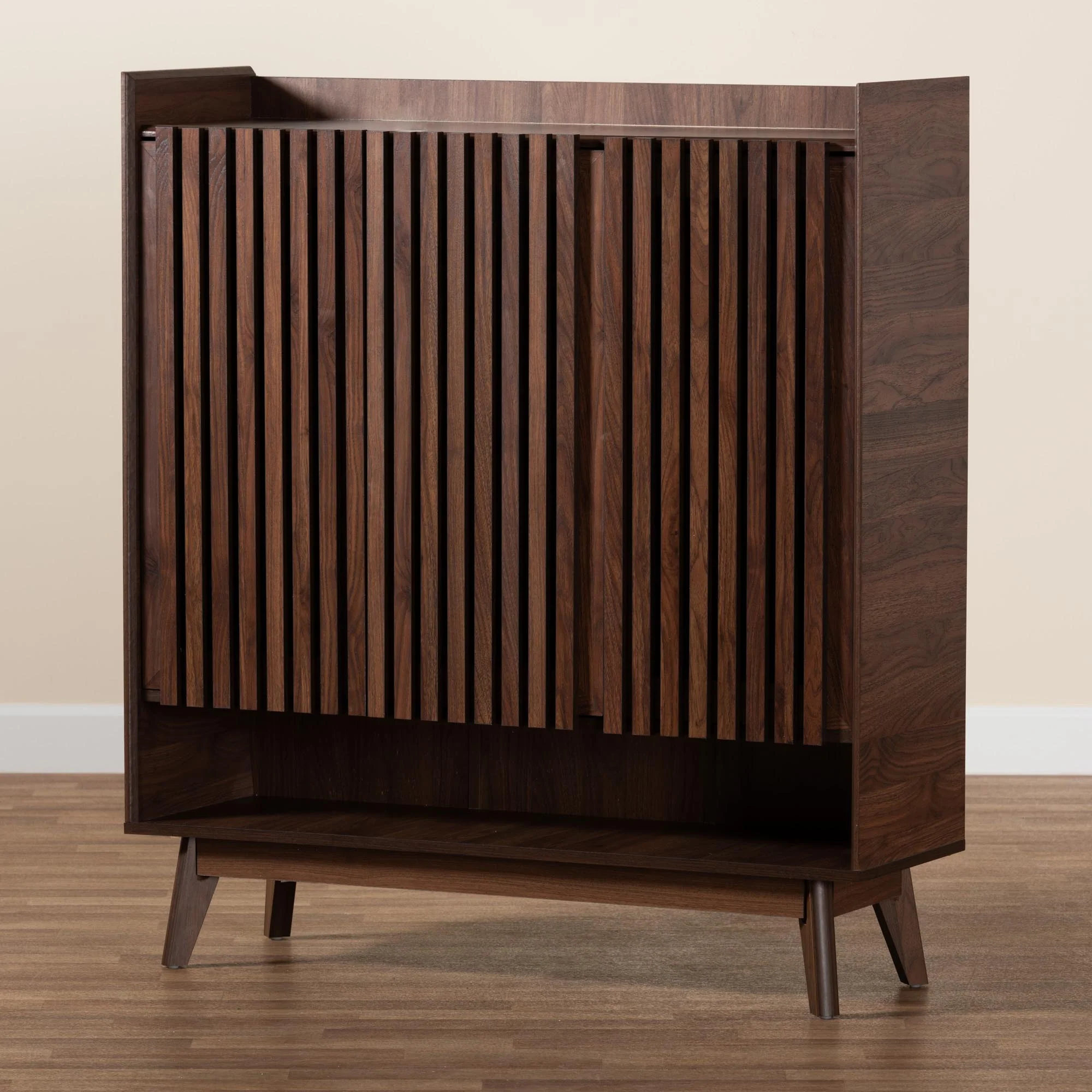 Baxton Studio Delaire Mid-Century Modern Walnut Brown Finished Wood Shoe Cabinet - Image 10