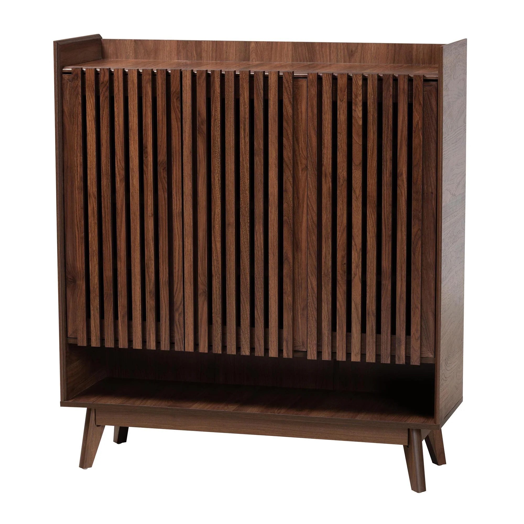 Baxton Studio Delaire Mid-Century Modern Walnut Brown Finished Wood Shoe Cabinet - Image 2
