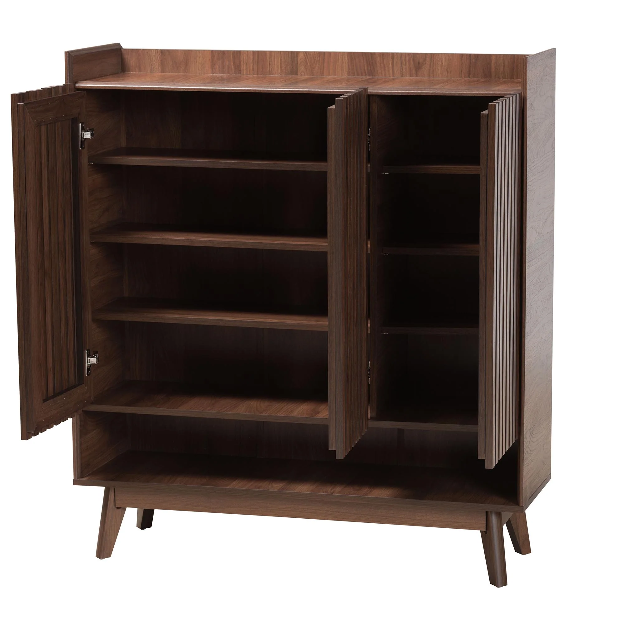 Baxton Studio Delaire Mid-Century Modern Walnut Brown Finished Wood Shoe Cabinet - Image 3