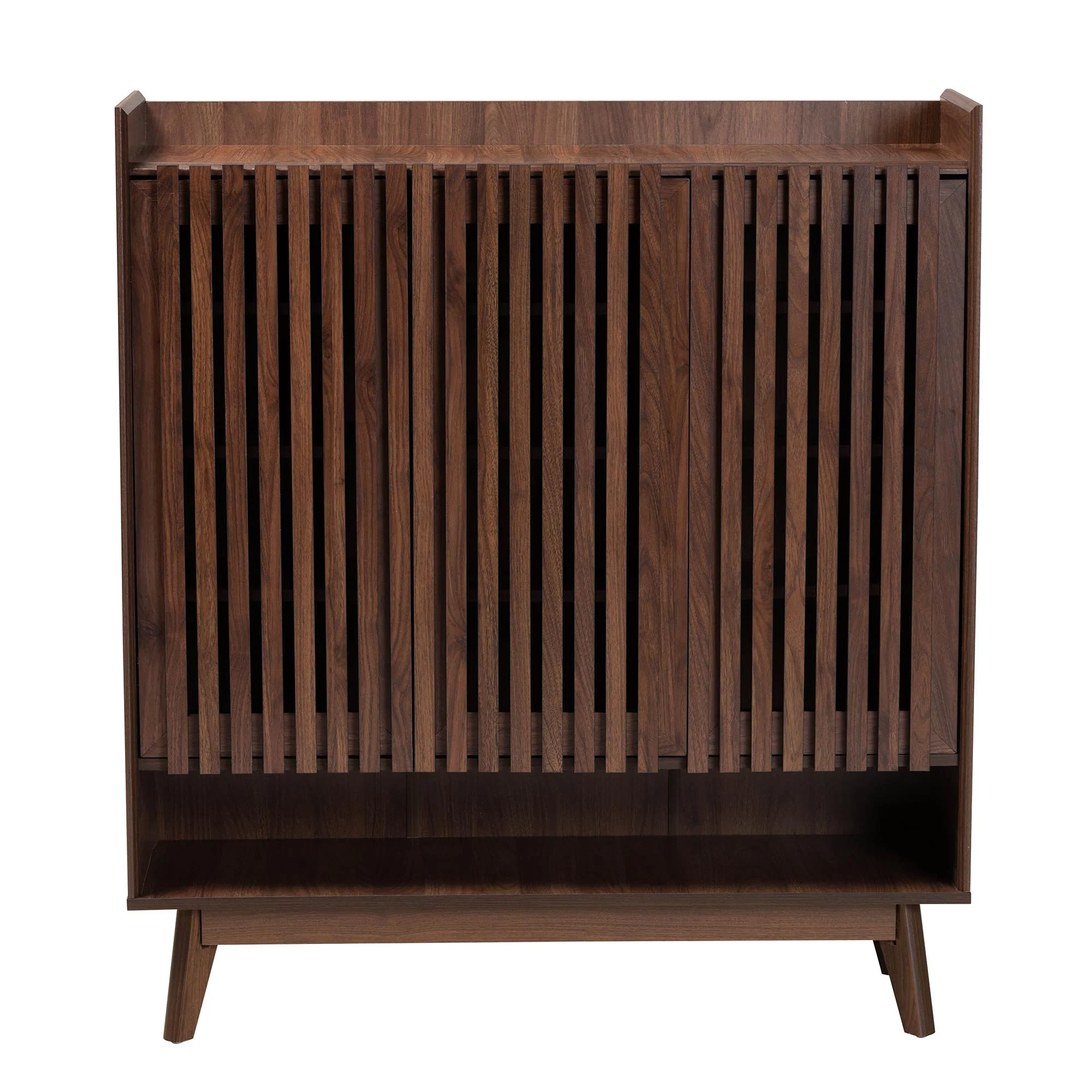 Baxton Studio Delaire Mid-Century Modern Walnut Brown Finished Wood Shoe Cabinet - Image 4