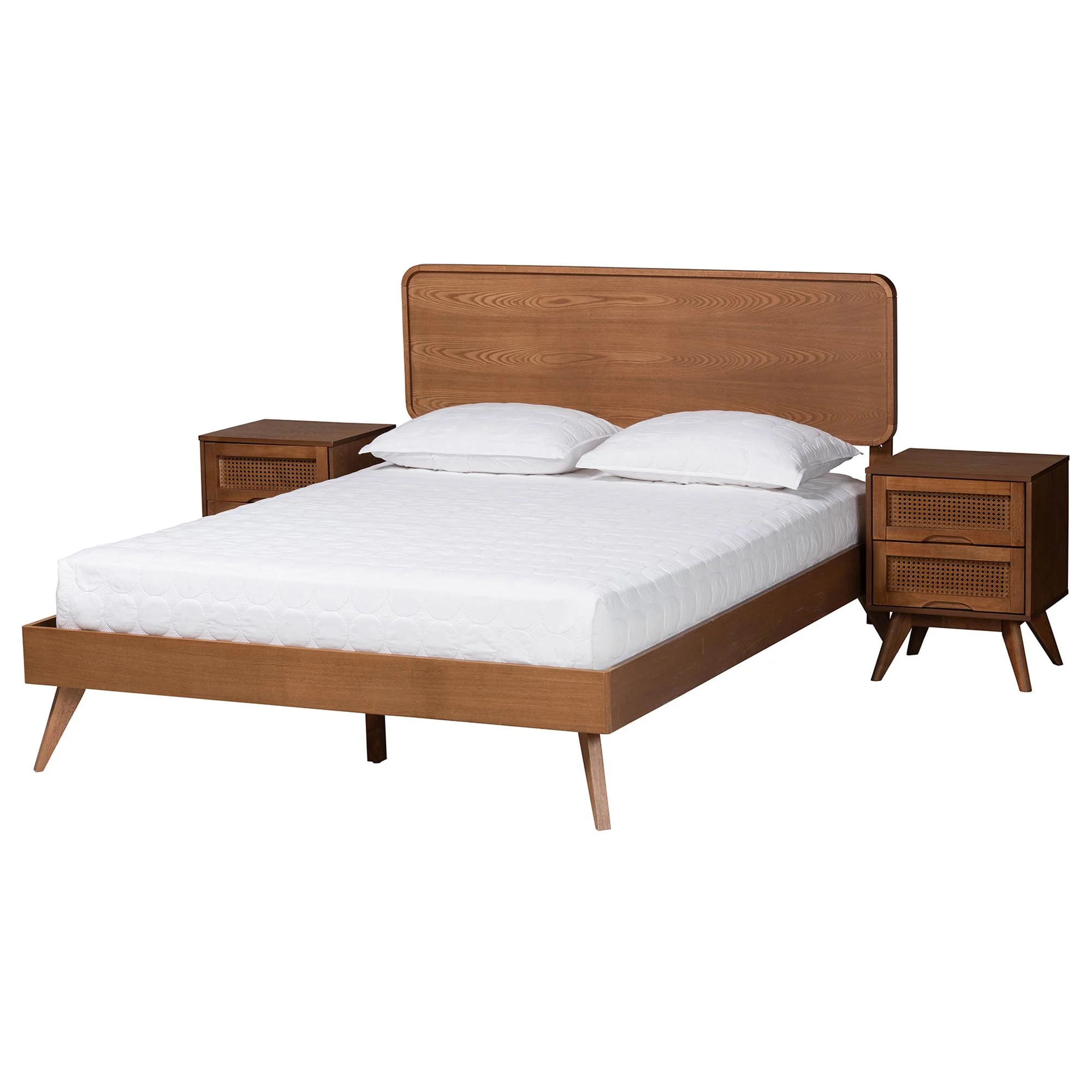 Baxton Studio Demeter Mid-Century Modern Walnut Brown Finished Wood King Size 3-Piece Bedroom Set - Image 5