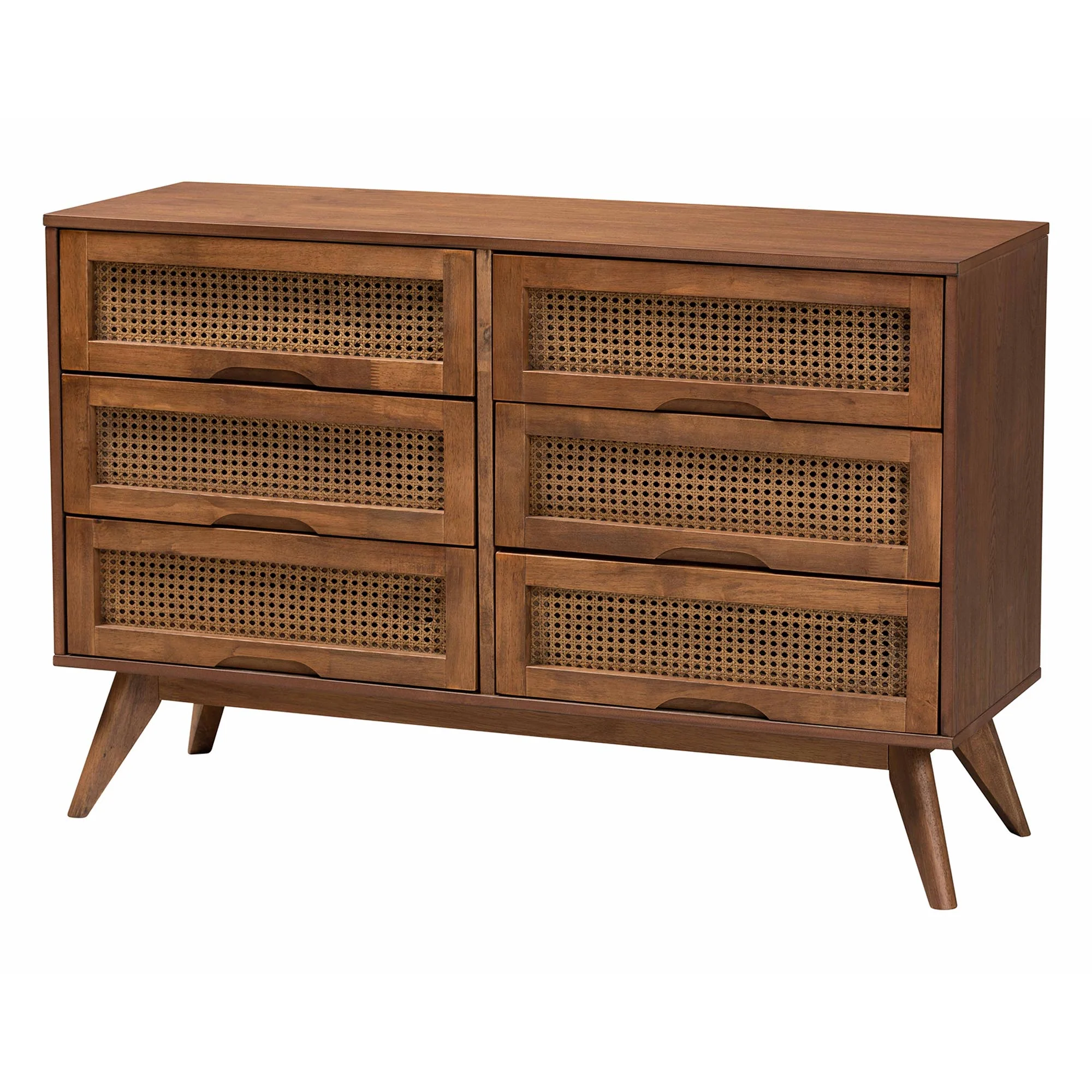 Baxton Studio Demeter Mid-Century Modern Walnut Brown Finished Wood King Size 4-Piece Bedroom Set - Image 10