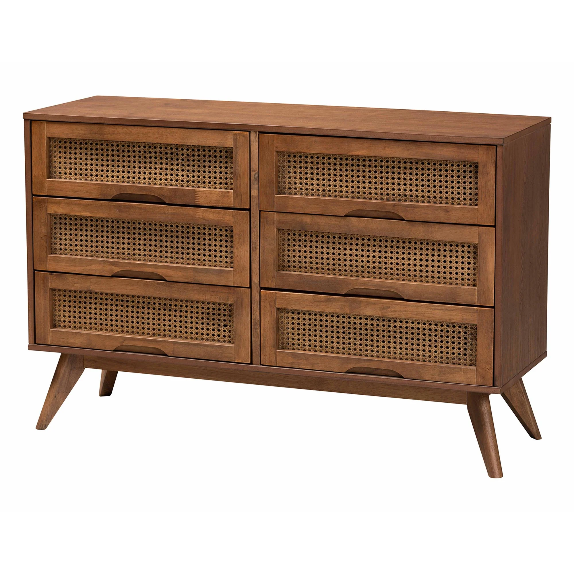 Baxton Studio Demeter Mid-Century Modern Walnut Brown Finished Wood King Size 5-Piece Bedroom Set - Image 11