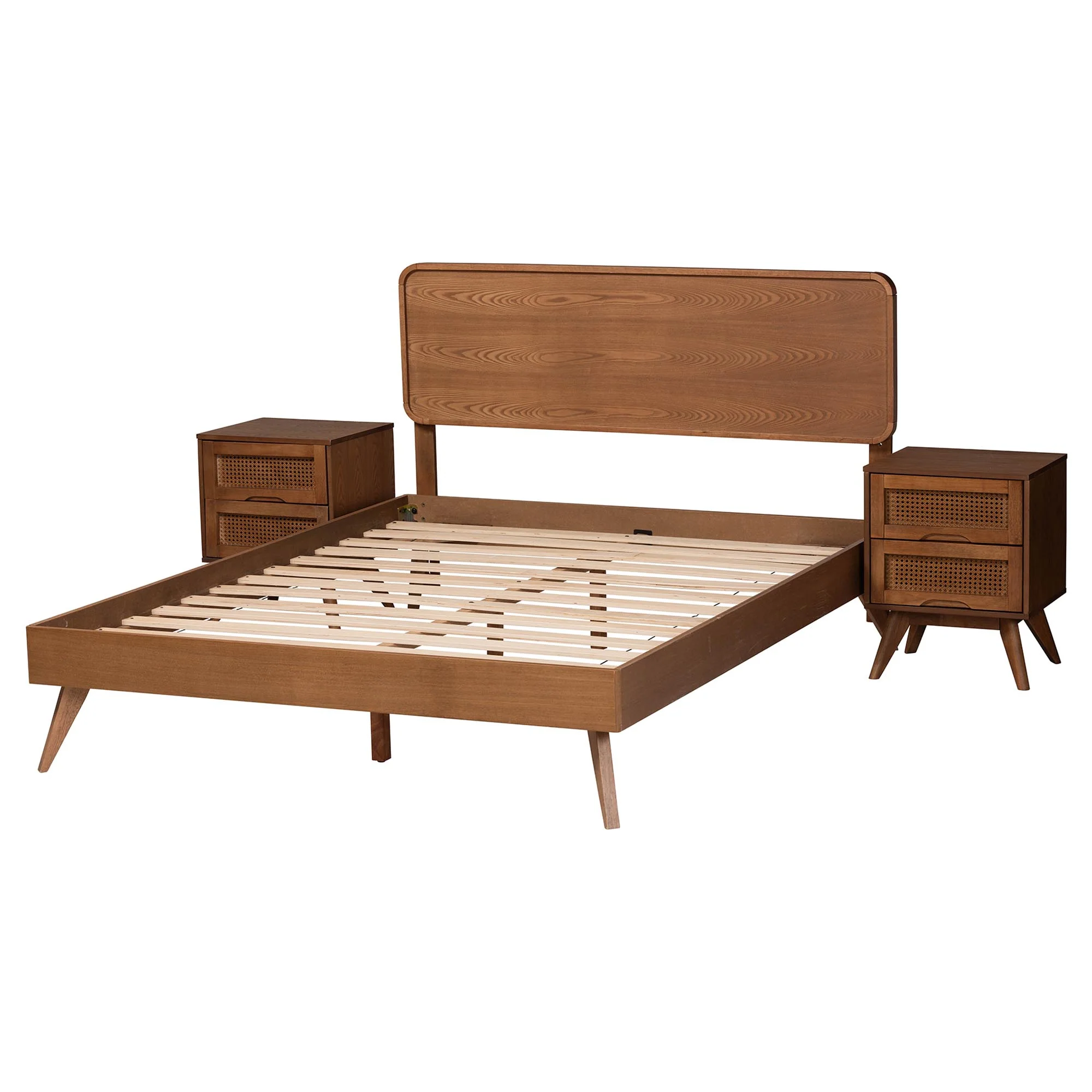Baxton Studio Demeter Mid-Century Modern Walnut Brown Finished Wood Queen Size 3-Piece Bedroom Set - Image 6