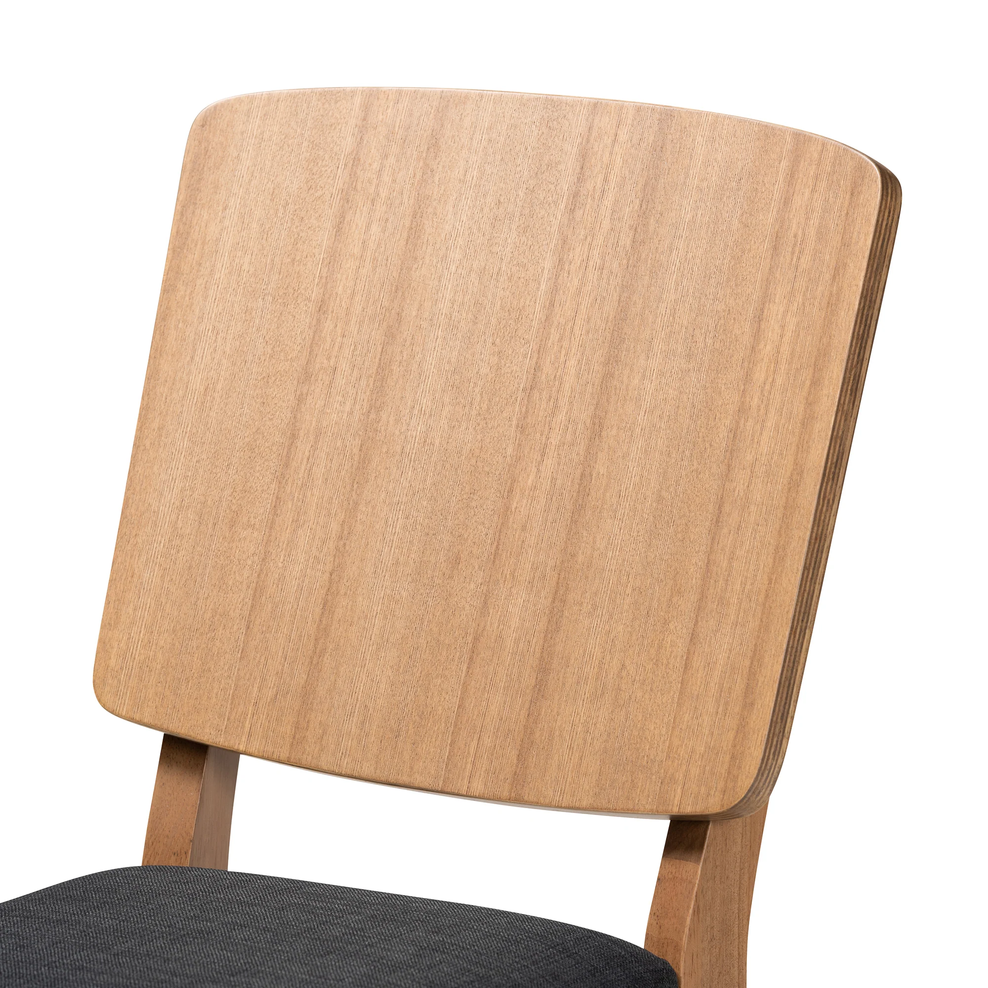 Baxton Studio Denmark Mid-Century Modern Dark Grey Fabric and French Oak Brown Finished Rubberwood 2-Piece Dining Chair Set - Image 5