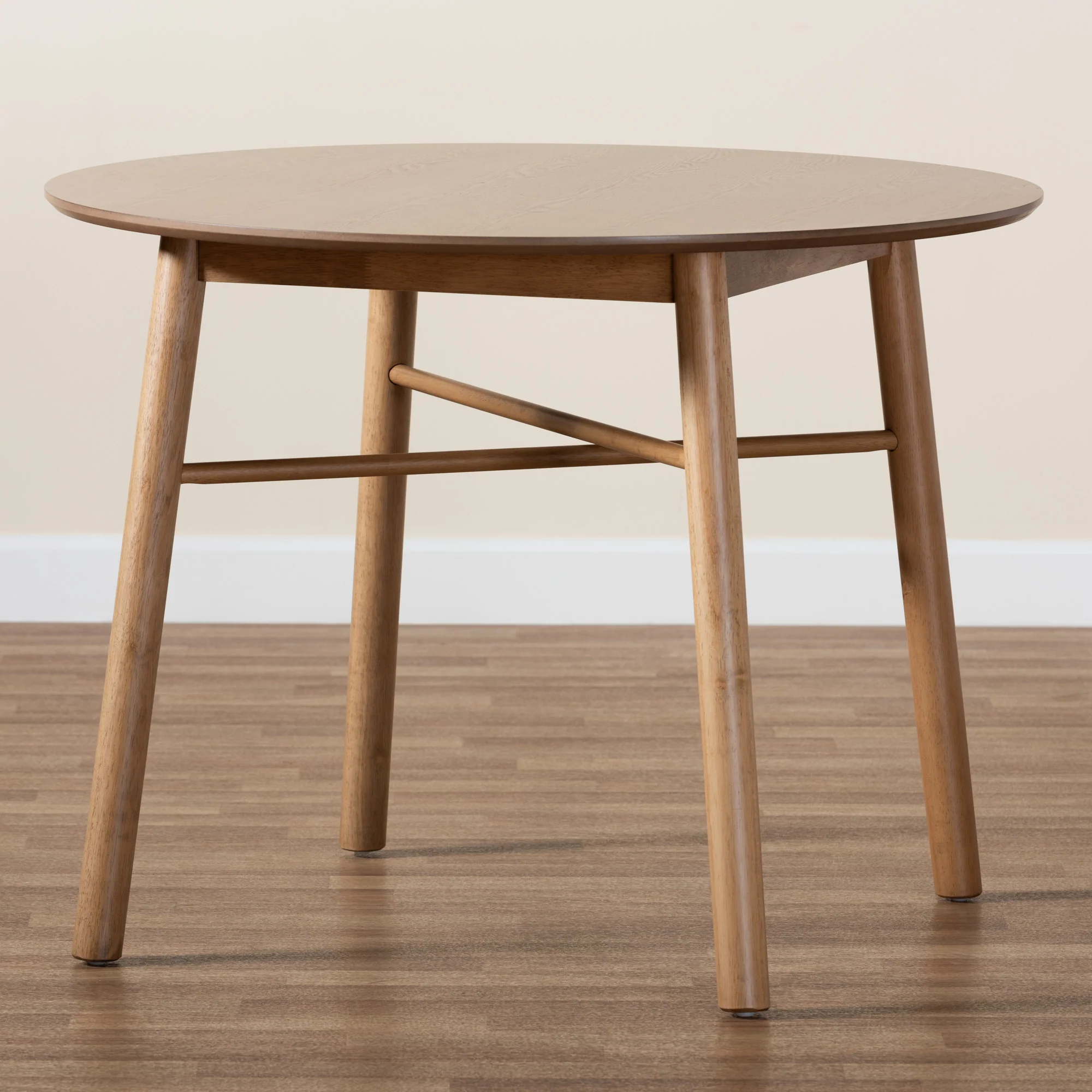 Baxton Studio Denmark Mid-Century Modern French Oak Brown Finished Rubberwood Dining Table - Image 7