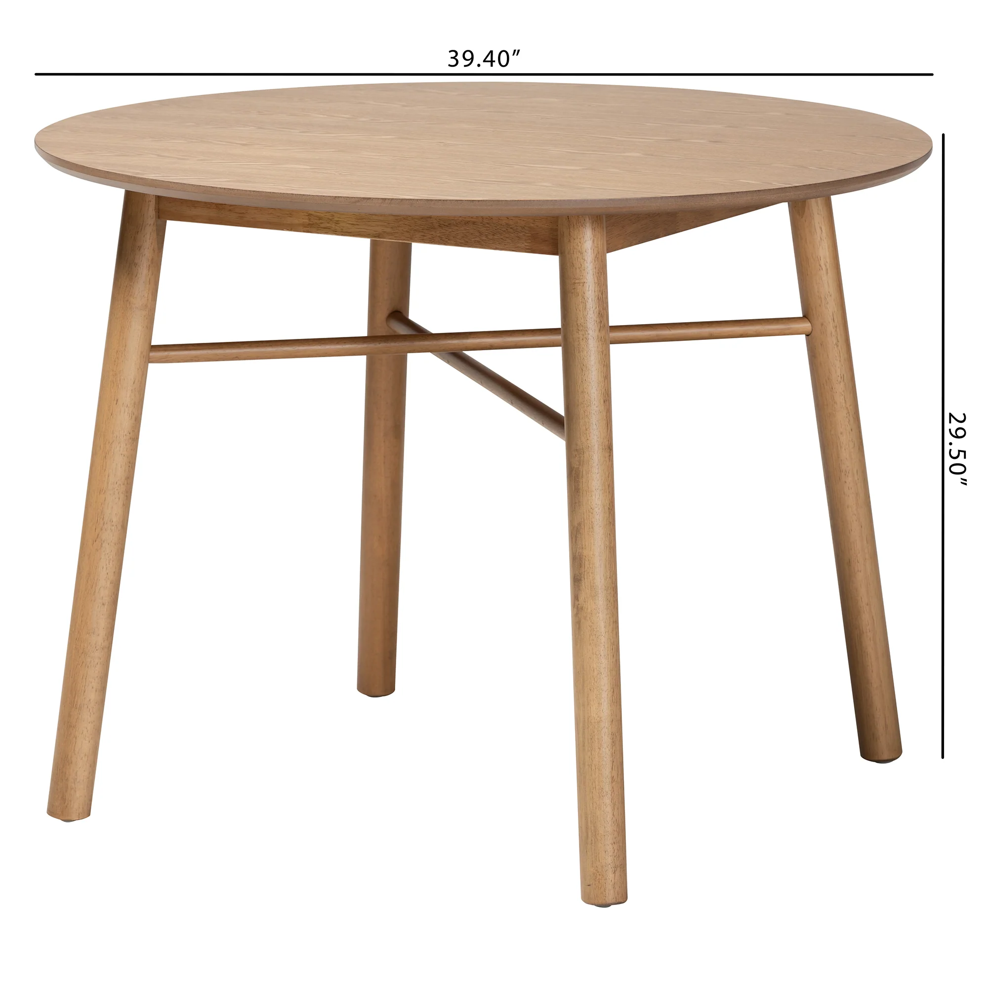 Baxton Studio Denmark Mid-Century Modern French Oak Brown Finished Rubberwood Dining Table - Image 8