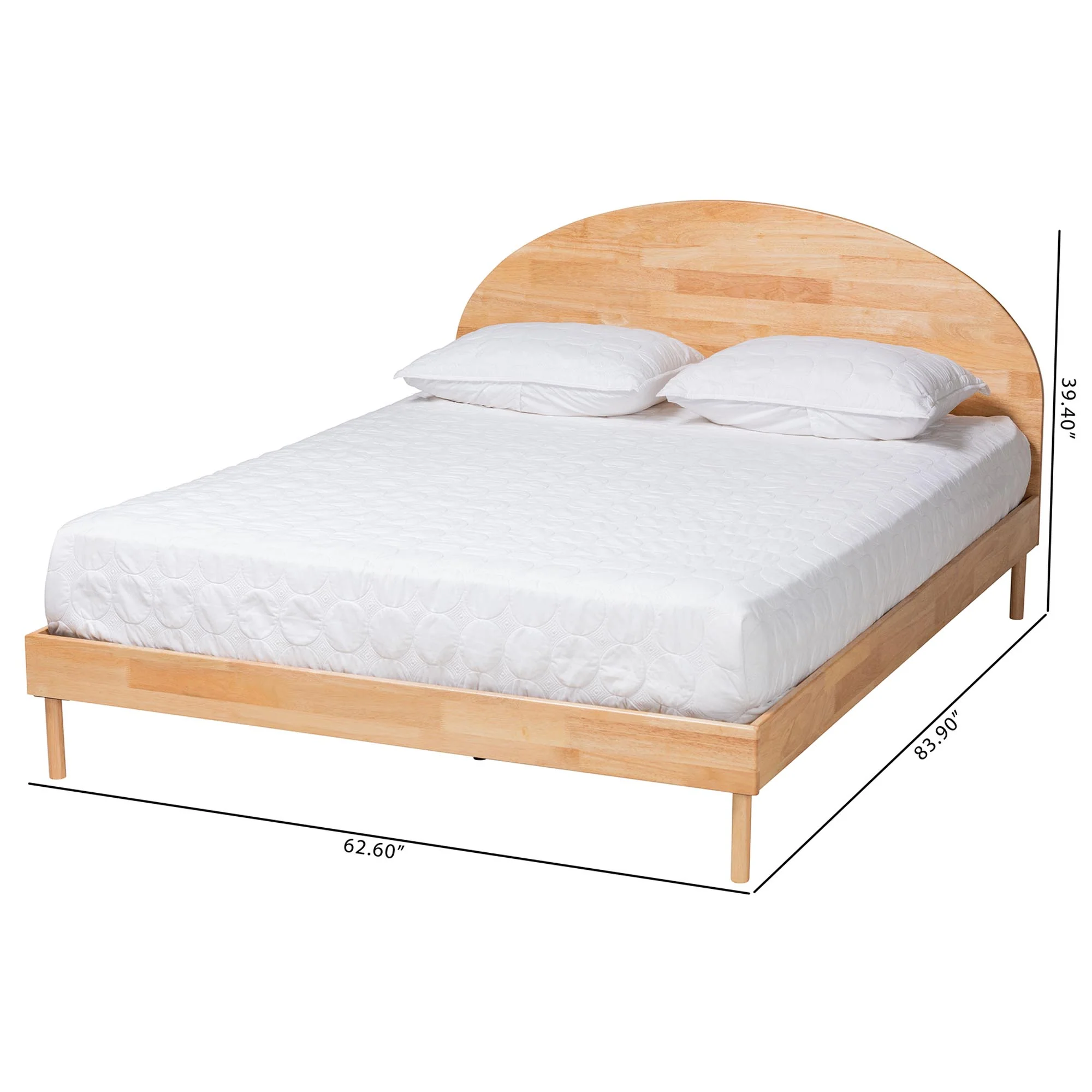 Baxton Studio Denton Japandi Natural Brown Finished Wood Queen Size Platform Bed - Image 8