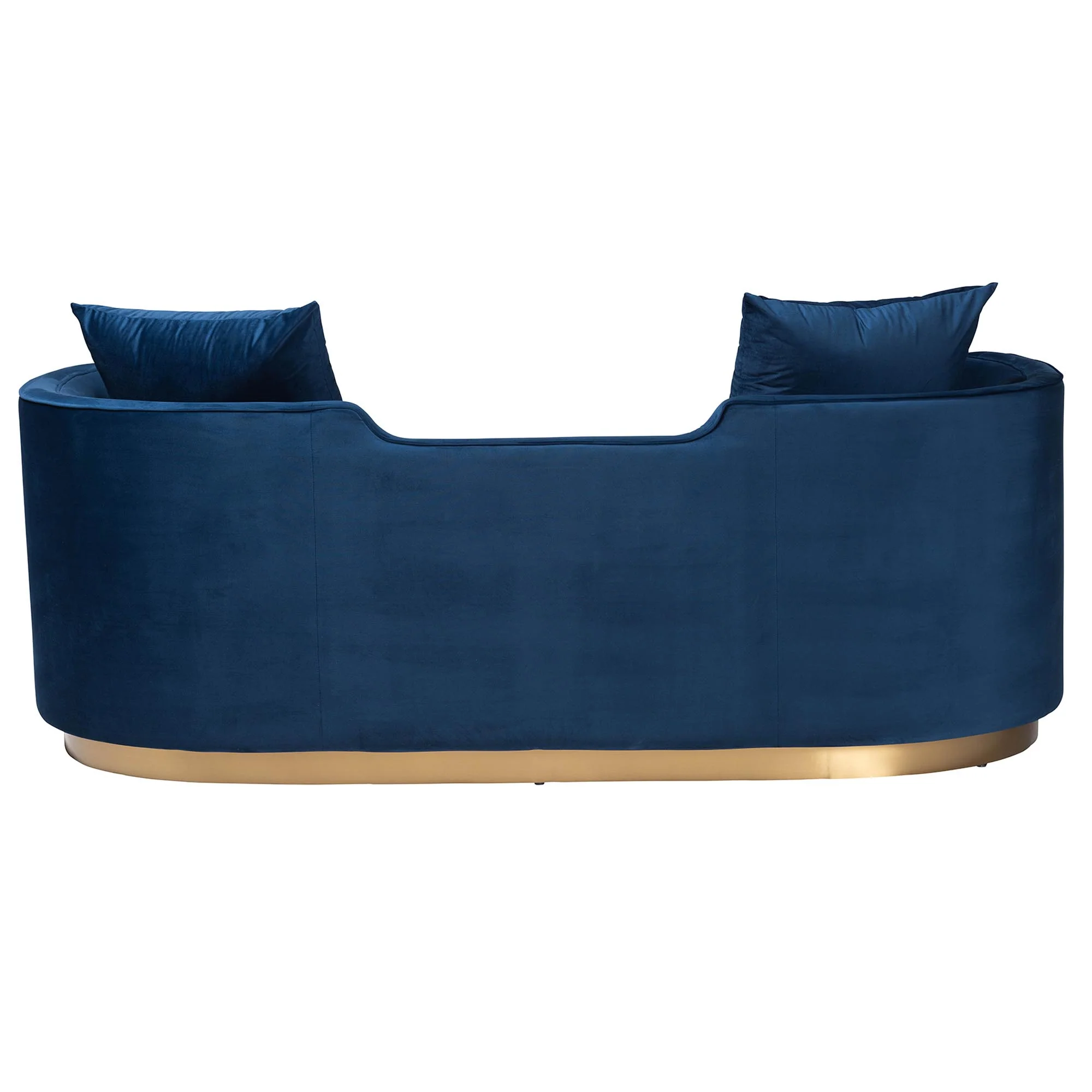 Baxton Studio Deserae Glam and Luxe Navy Blue Velvet and Brushed Gold Metal Sofa - Image 5
