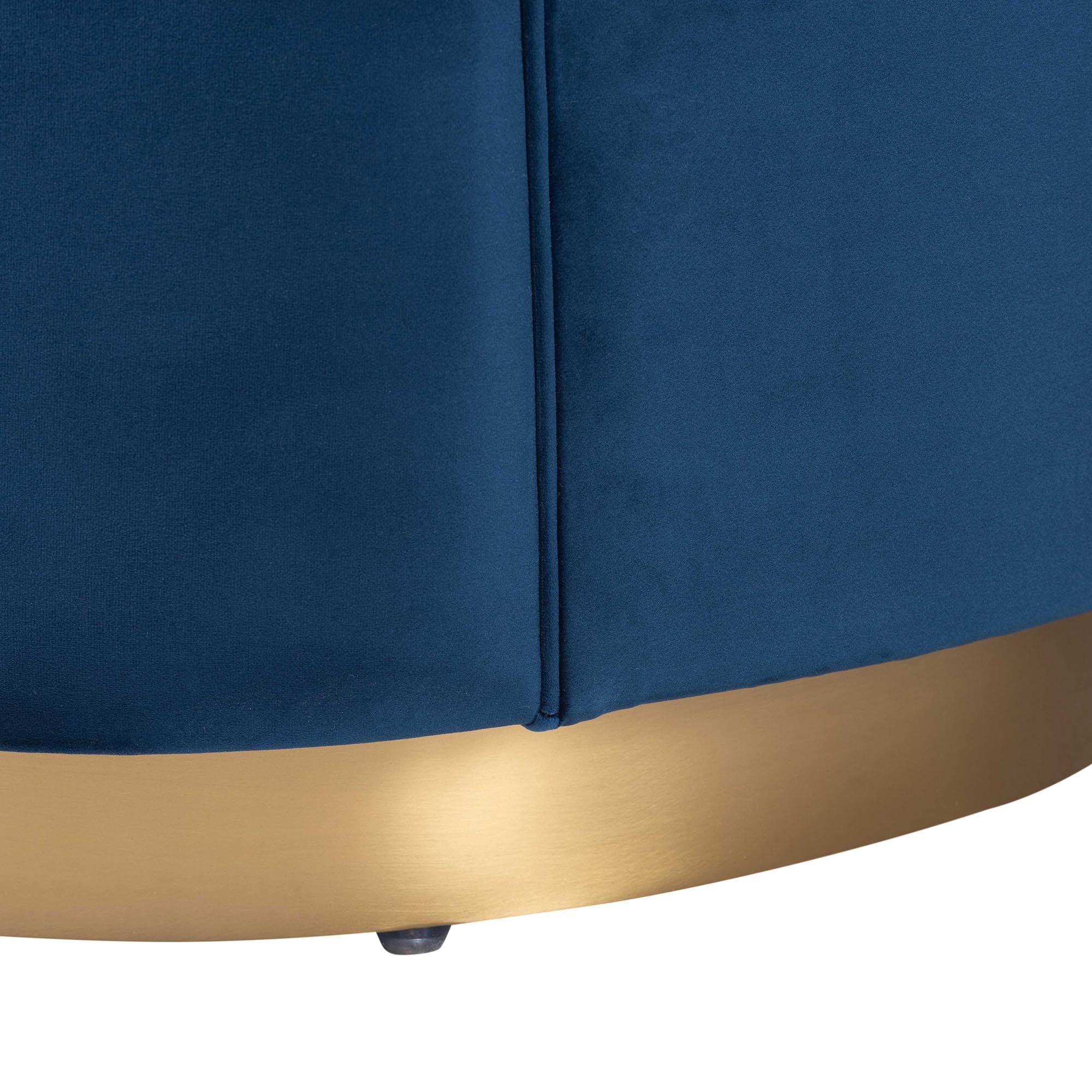 Baxton Studio Deserae Glam and Luxe Navy Blue Velvet and Brushed Gold Metal Sofa - Image 7