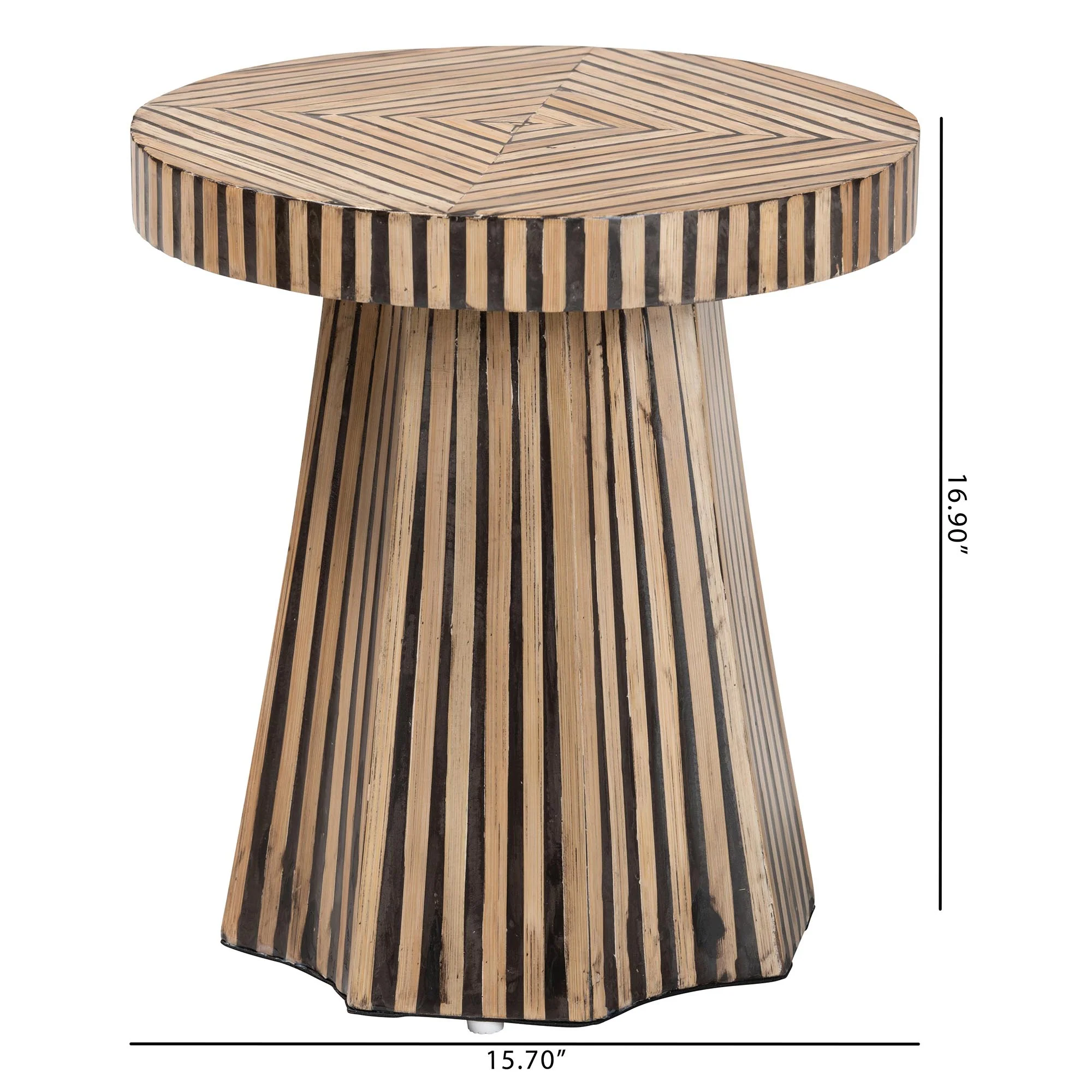 Baxton Studio Devika Modern Bohemian Two-Tone Natural and Dark Brown Bamboo End Table - Image 7