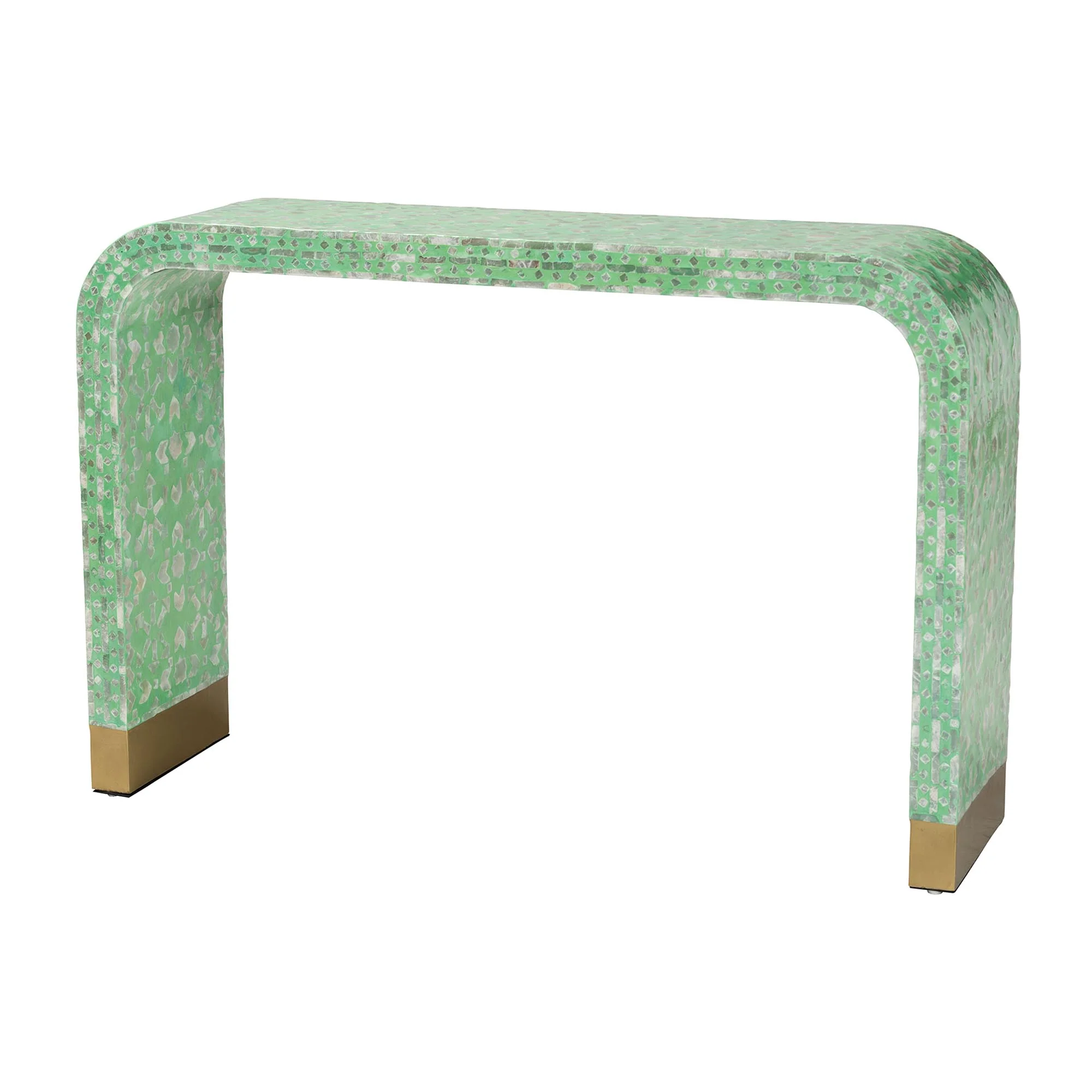 Baxton Studio Didrika Modern Bohemian Seafoam Green Mother of Pearl Console Table - Image 2