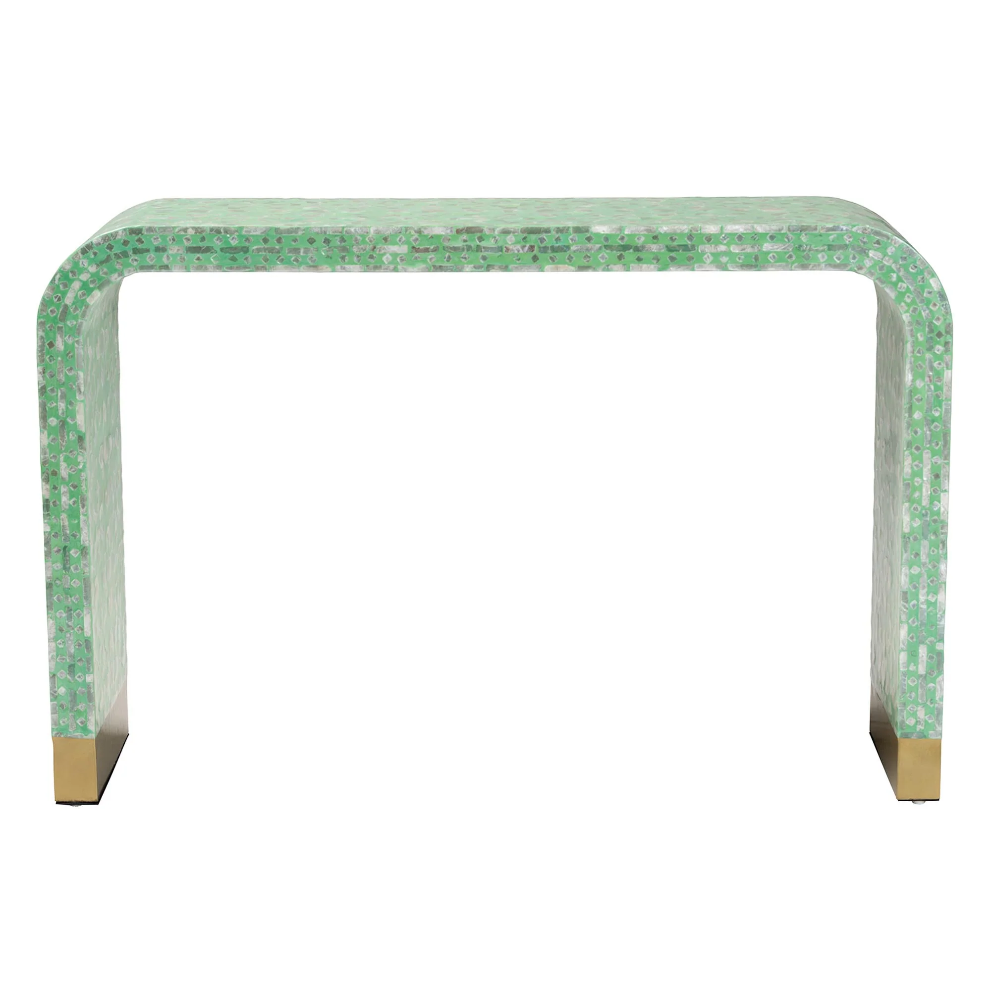 Baxton Studio Didrika Modern Bohemian Seafoam Green Mother of Pearl Console Table - Image 3