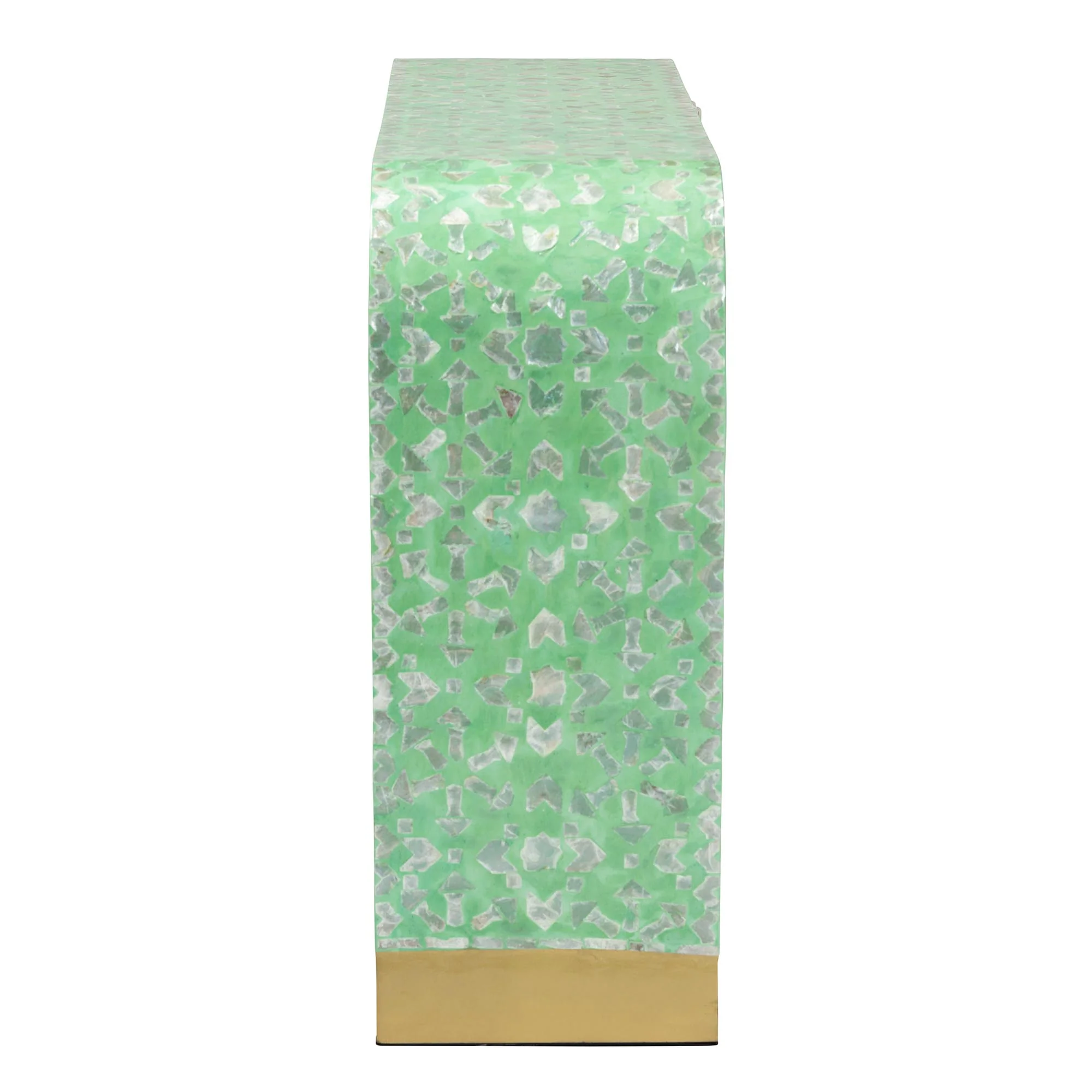 Baxton Studio Didrika Modern Bohemian Seafoam Green Mother of Pearl Console Table - Image 4