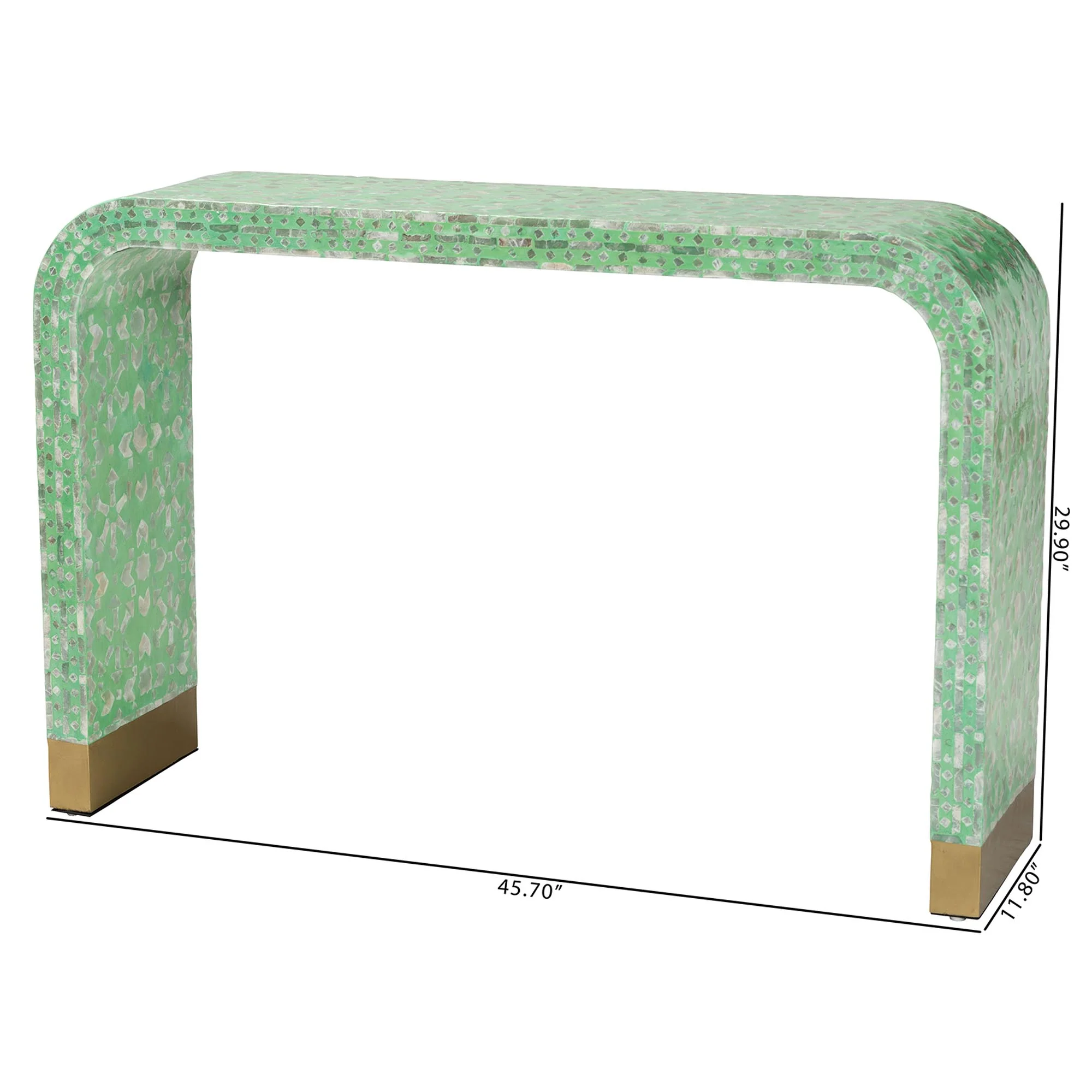 Baxton Studio Didrika Modern Bohemian Seafoam Green Mother of Pearl Console Table - Image 8