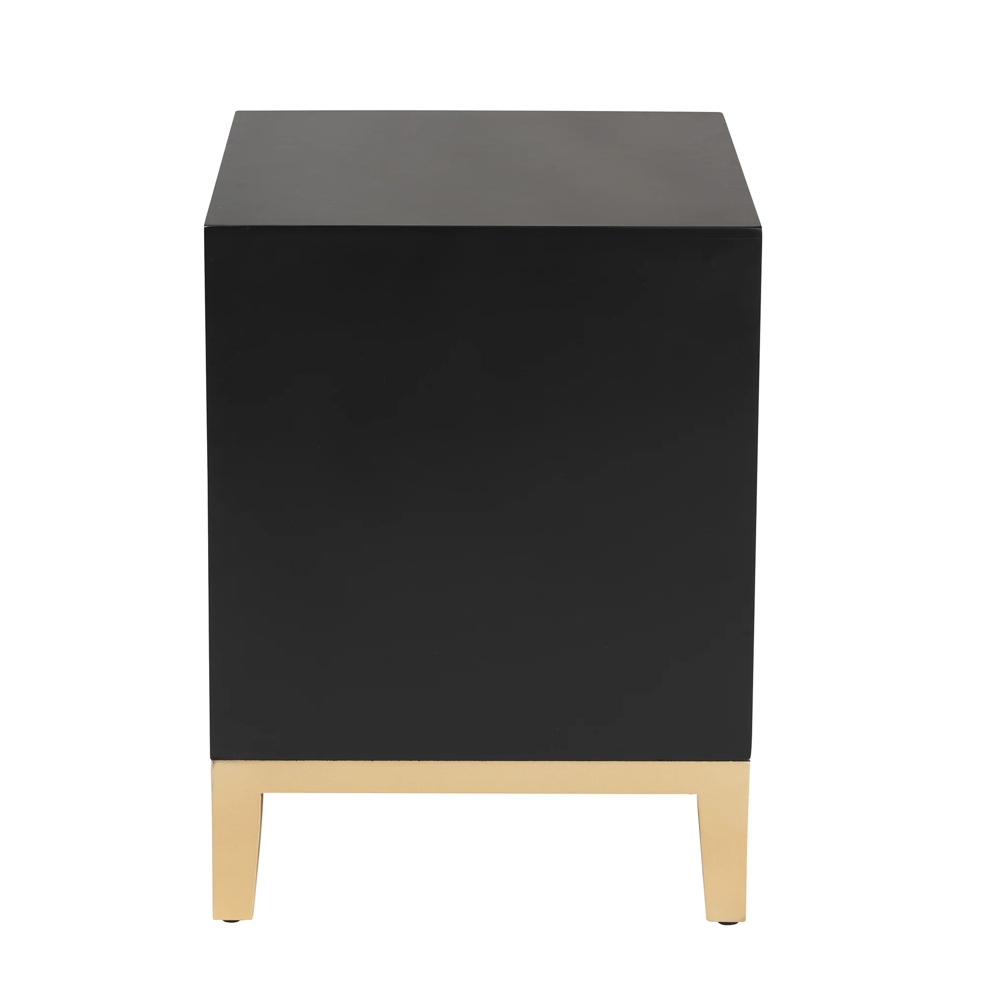 Baxton Studio Donald Modern Glam and Luxe Black Finished Wood and Gold Metal 2-Drawer End Table - Image 5