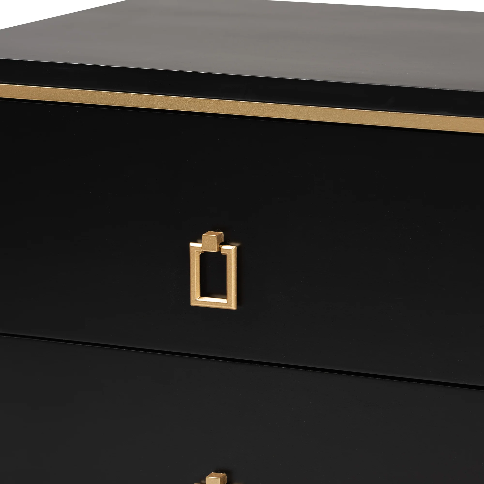 Baxton Studio Donald Modern Glam and Luxe Black Finished Wood and Gold Metal 2-Drawer End Table - Image 6