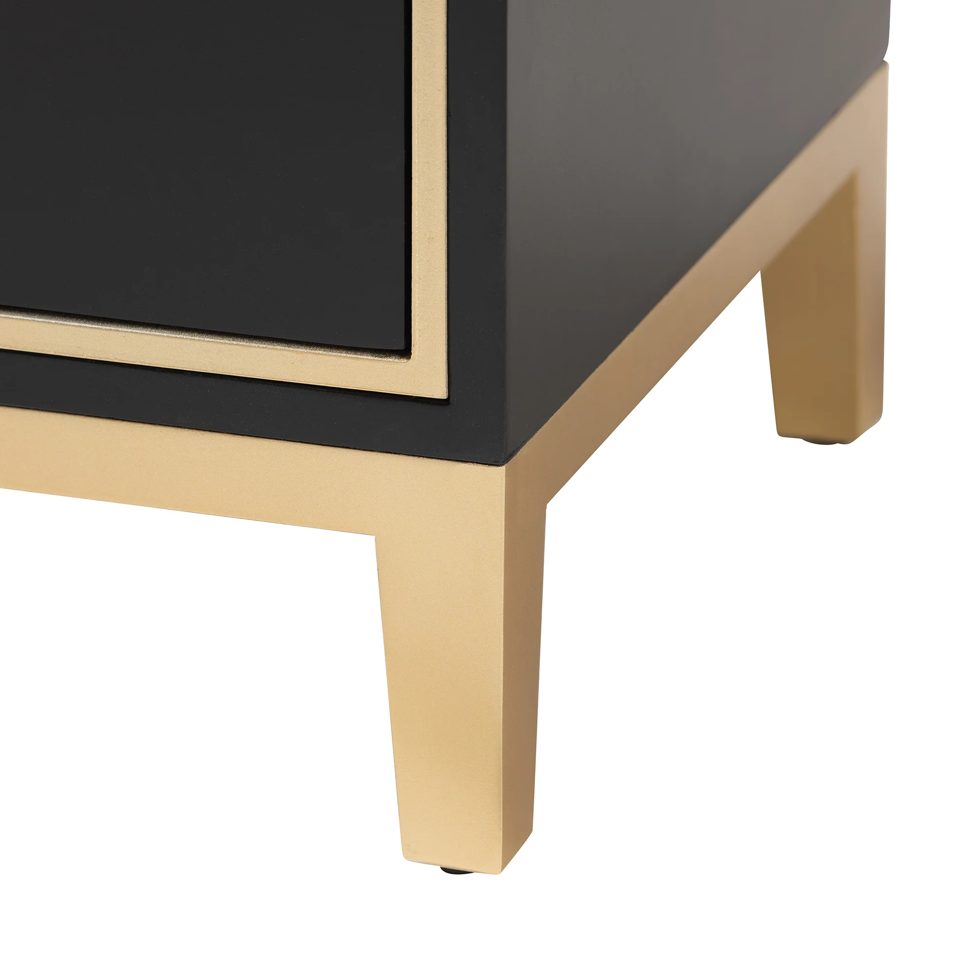 Baxton Studio Donald Modern Glam and Luxe Black Finished Wood and Gold Metal 2-Drawer End Table - Image 7