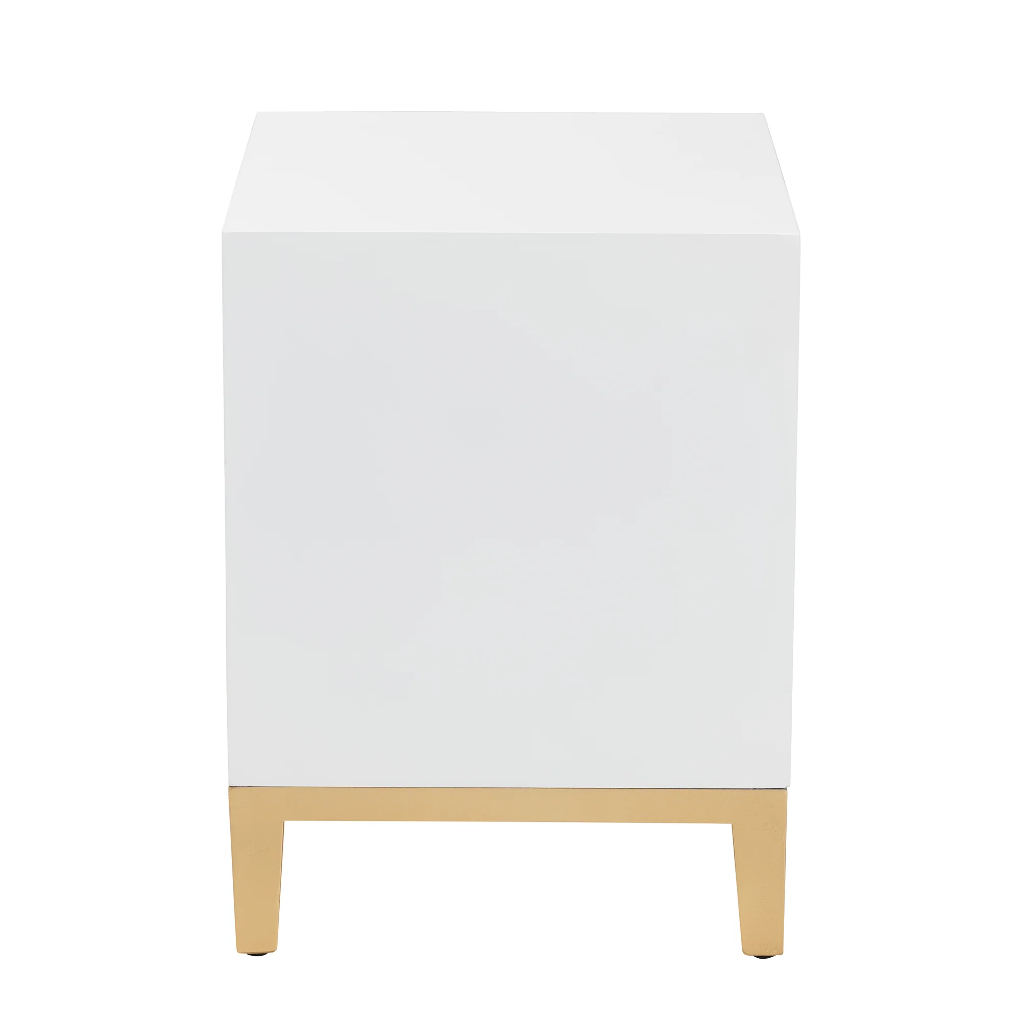 Baxton Studio Donald Modern Glam and Luxe White Finished Wood and Gold Metal 2-Drawer End Table - Image 5