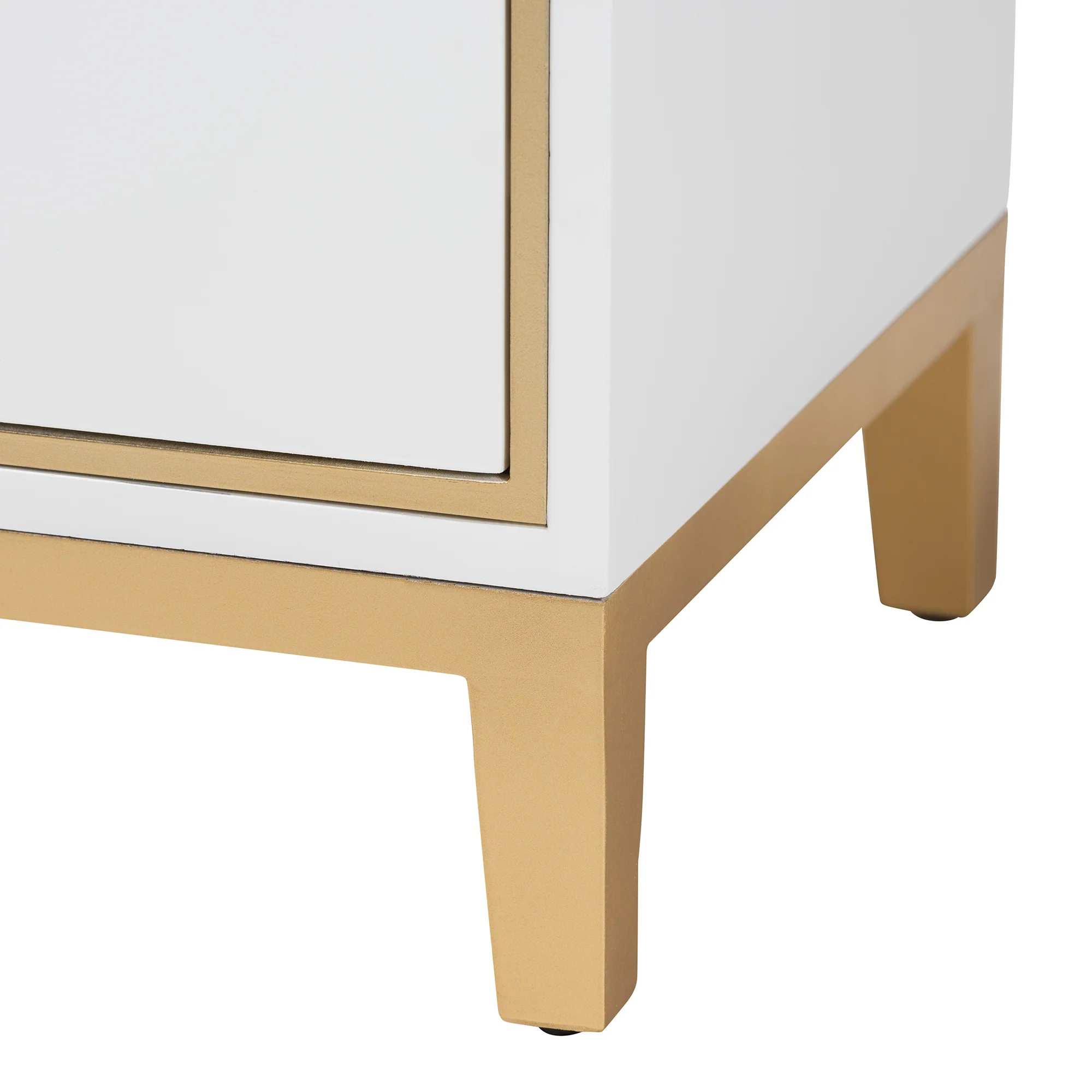 Baxton Studio Donald Modern Glam and Luxe White Finished Wood and Gold Metal 2-Drawer End Table - Image 7
