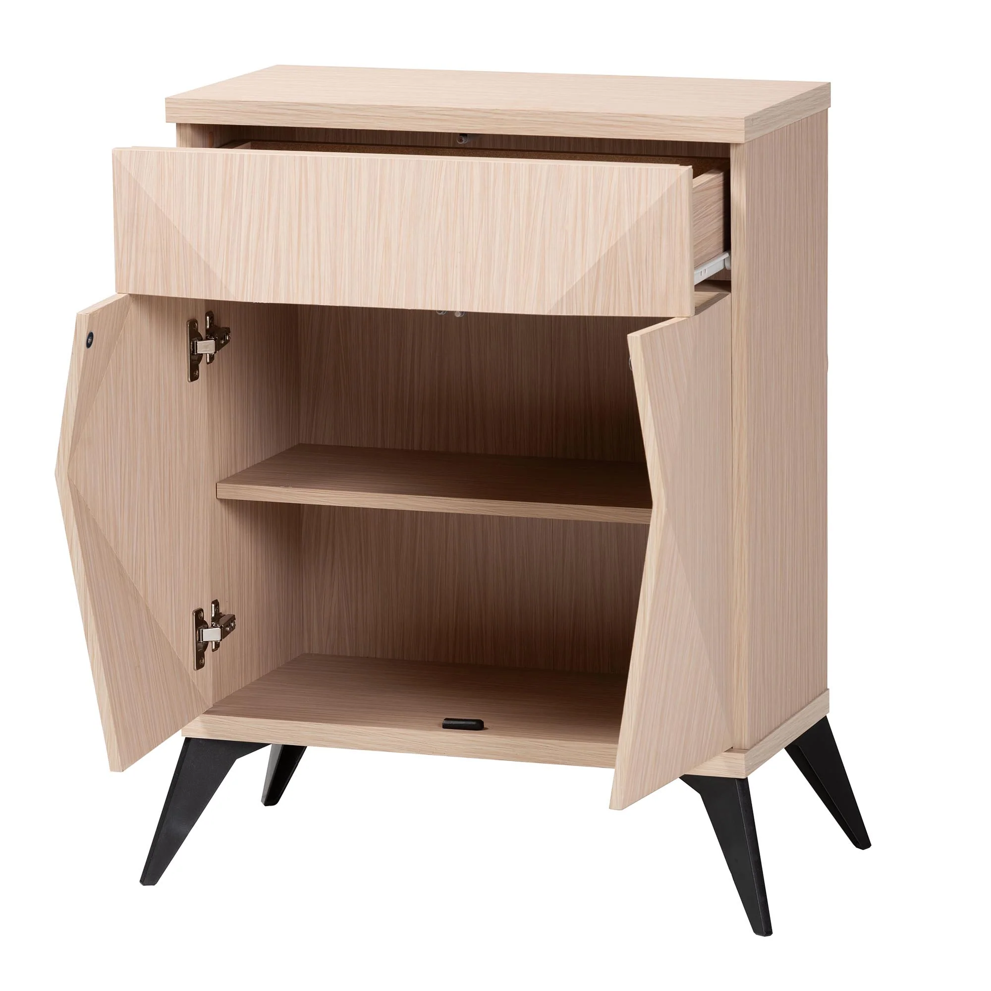 Baxton Studio Draper Mid-Century Modern Two-Tone Light Brown and Black Wood 2-Door Sideboard Buffet - Image 3