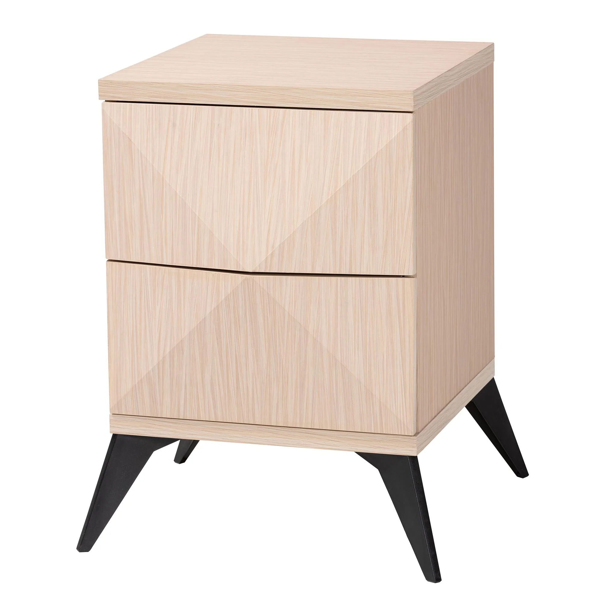 Baxton Studio Draper Mid-Century Modern Two-Tone Light Brown and Black Wood 2-Drawer Nightstand - Image 2