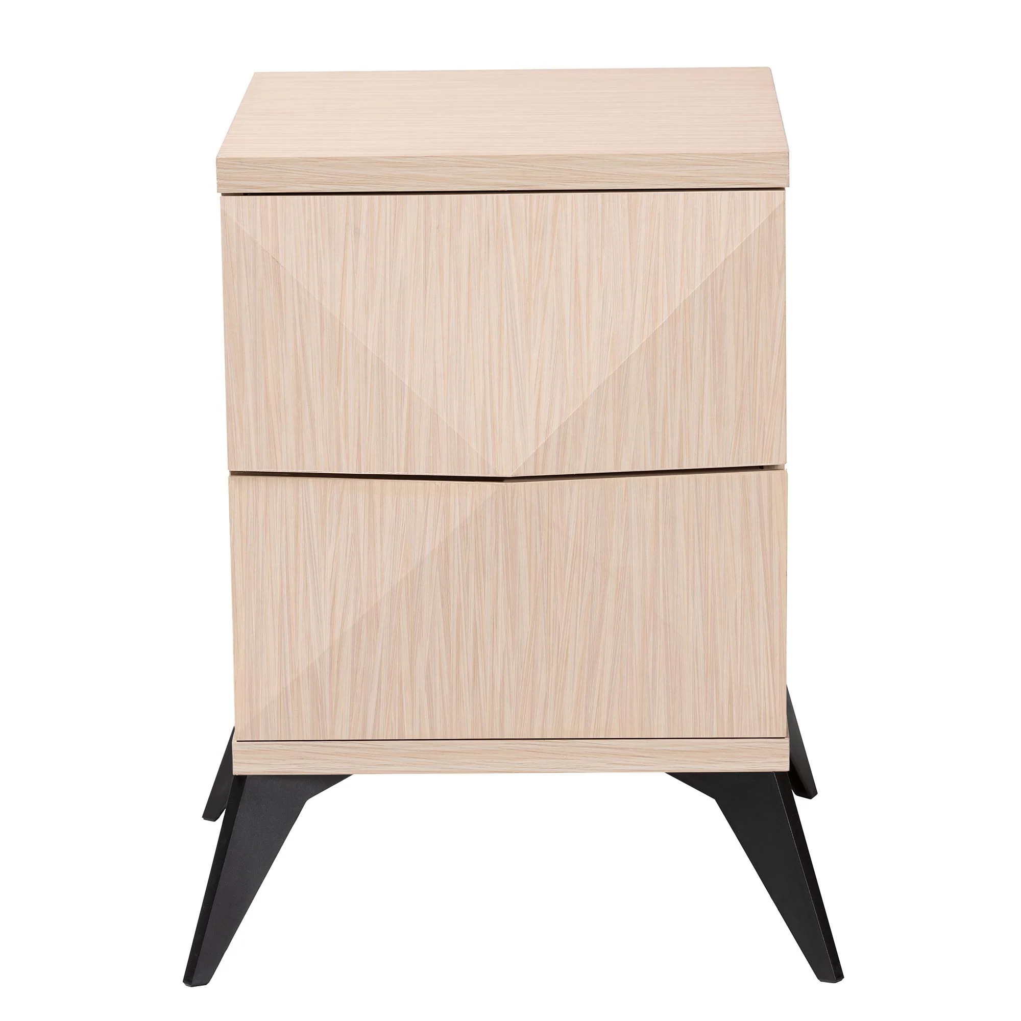Baxton Studio Draper Mid-Century Modern Two-Tone Light Brown and Black Wood 2-Drawer Nightstand - Image 4