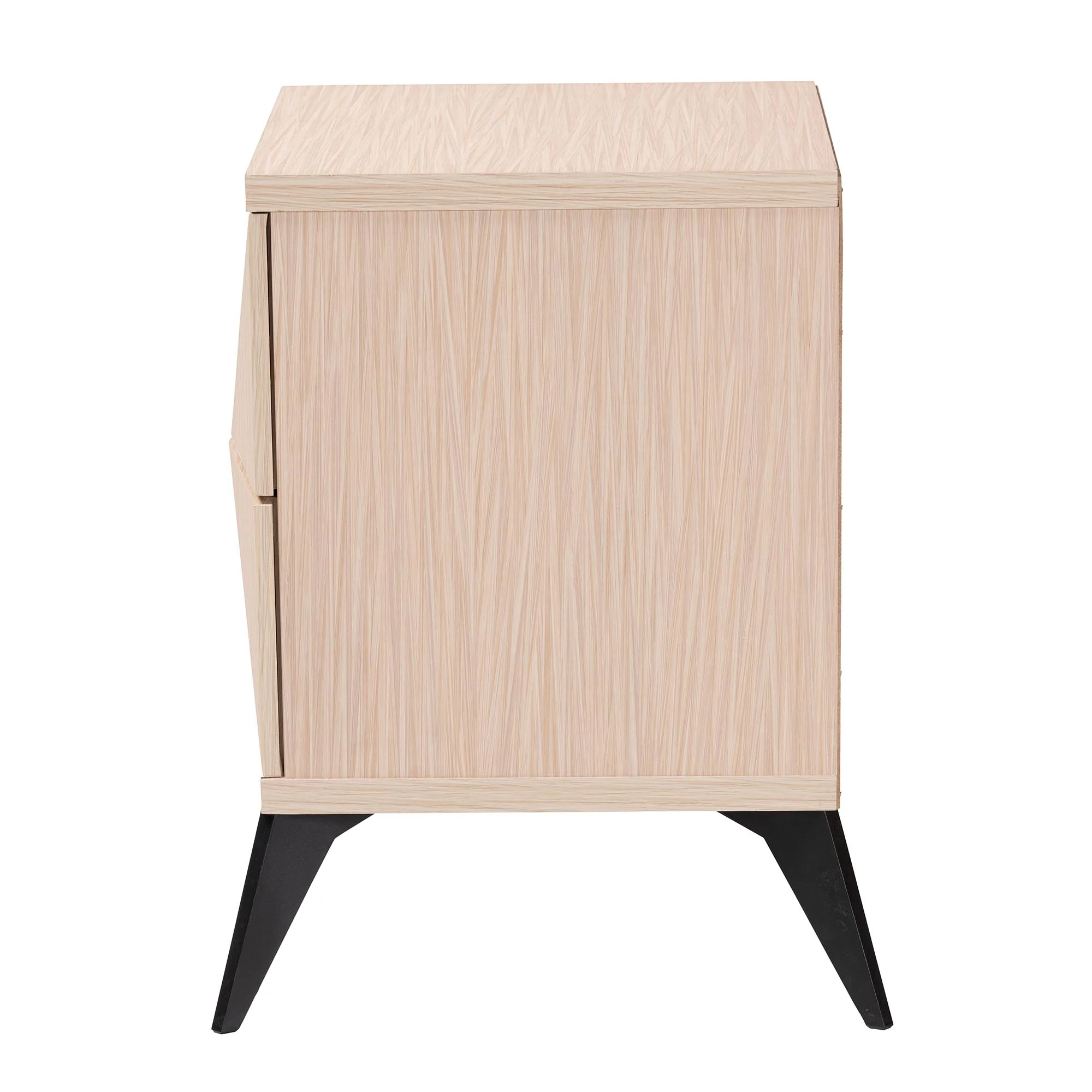 Baxton Studio Draper Mid-Century Modern Two-Tone Light Brown and Black Wood 2-Drawer Nightstand - Image 5