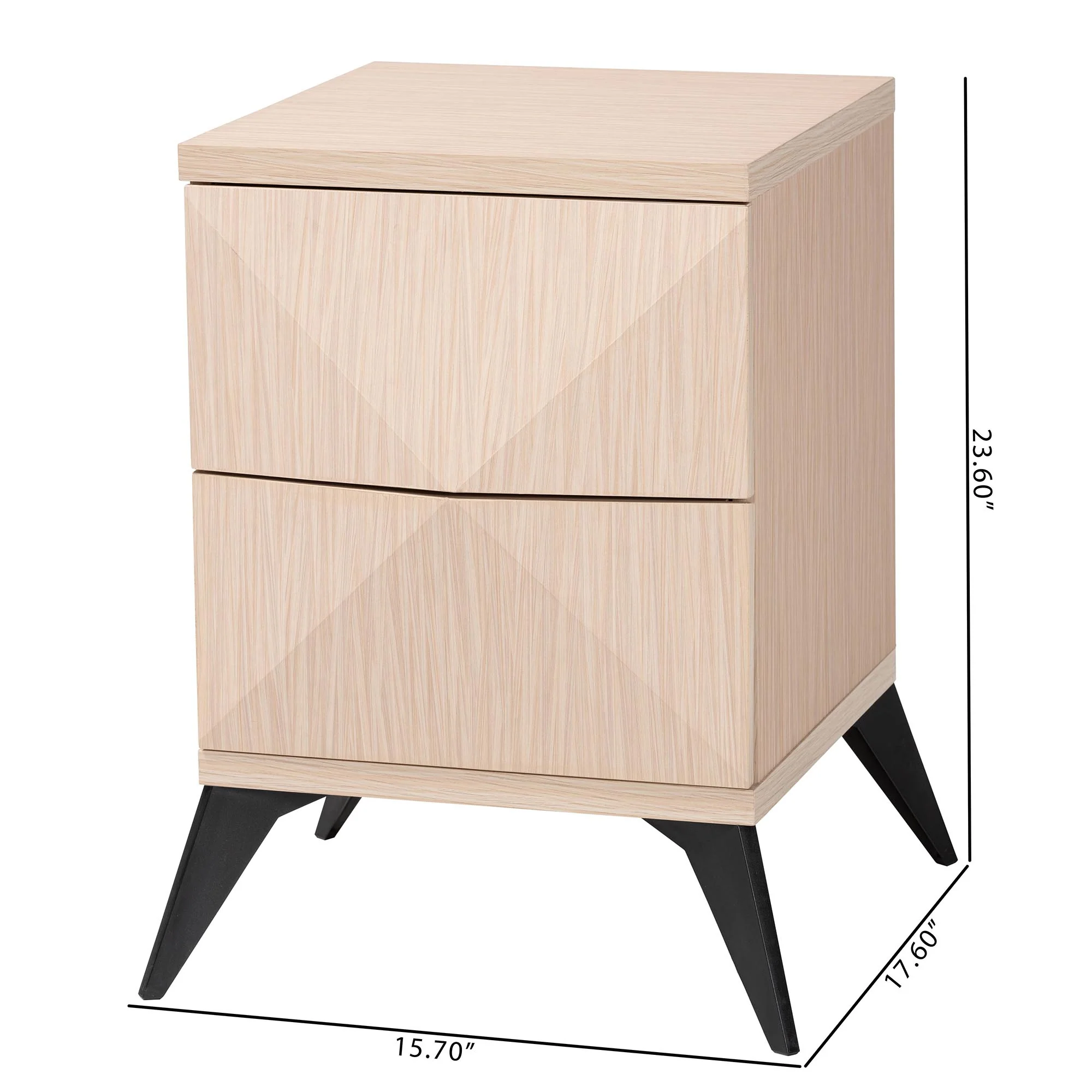 Baxton Studio Draper Mid-Century Modern Two-Tone Light Brown and Black Wood 2-Drawer Nightstand - Image 8