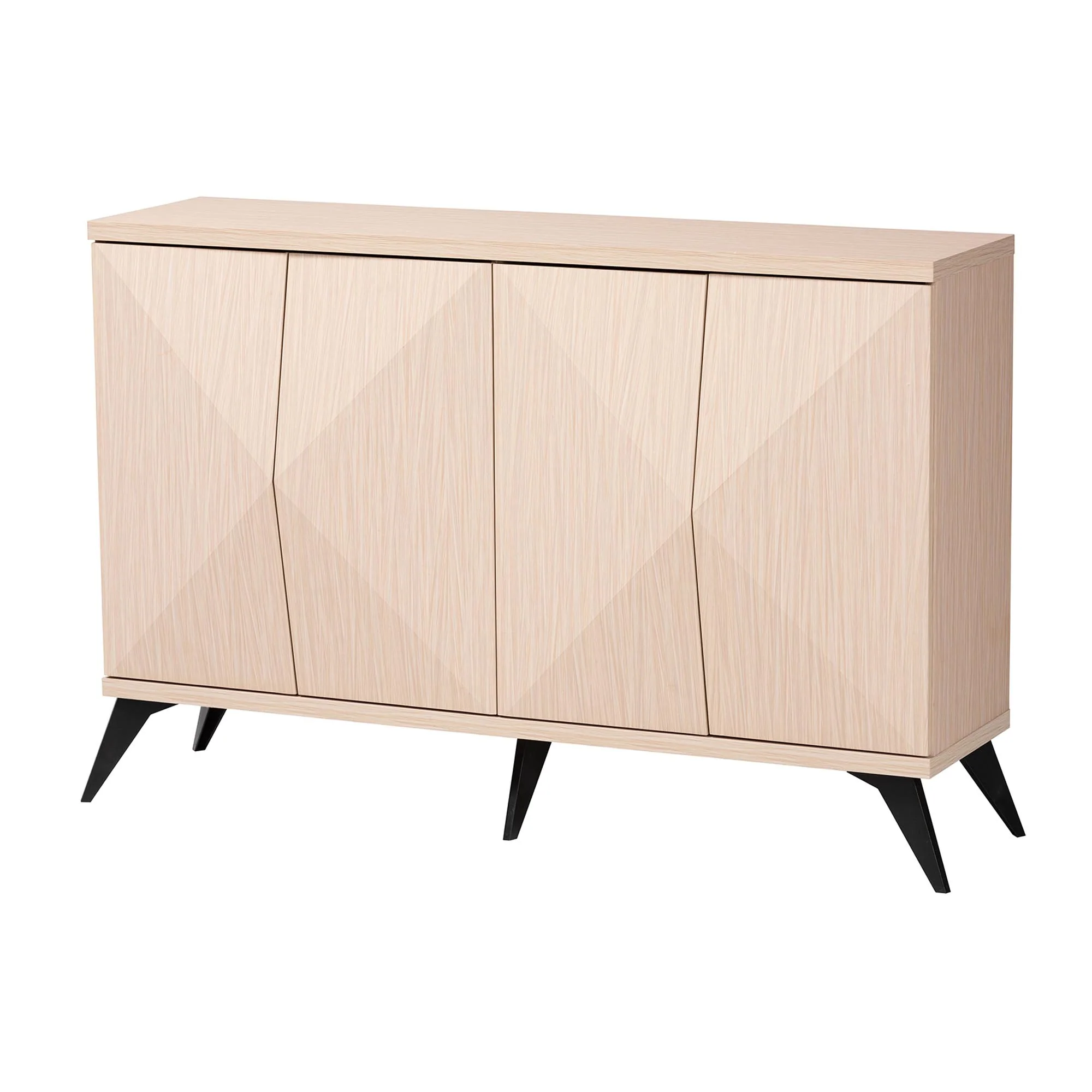 Baxton Studio Draper Mid-Century Modern Two-Tone Light Brown and Black Wood 4-Door Sideboard Buffet - Image 2