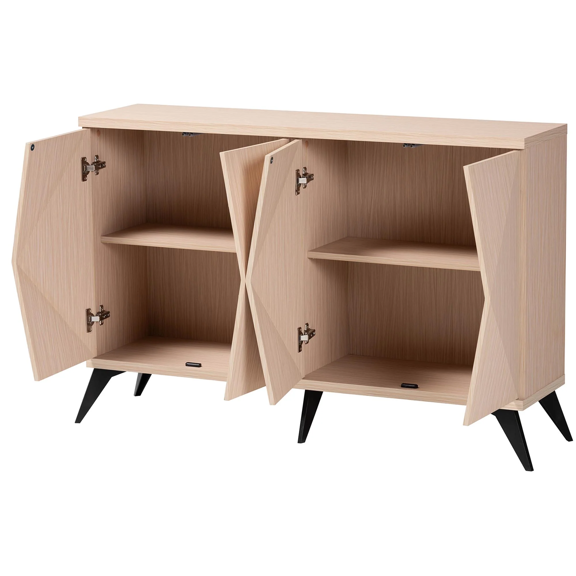 Baxton Studio Draper Mid-Century Modern Two-Tone Light Brown and Black Wood 4-Door Sideboard Buffet - Image 3