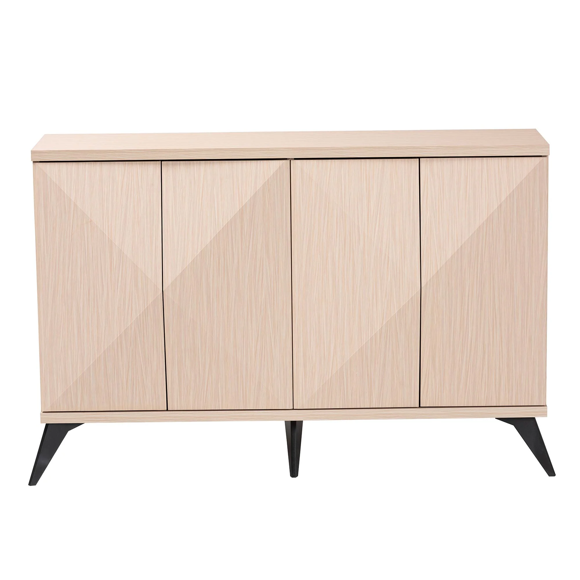 Baxton Studio Draper Mid-Century Modern Two-Tone Light Brown and Black Wood 4-Door Sideboard Buffet - Image 4