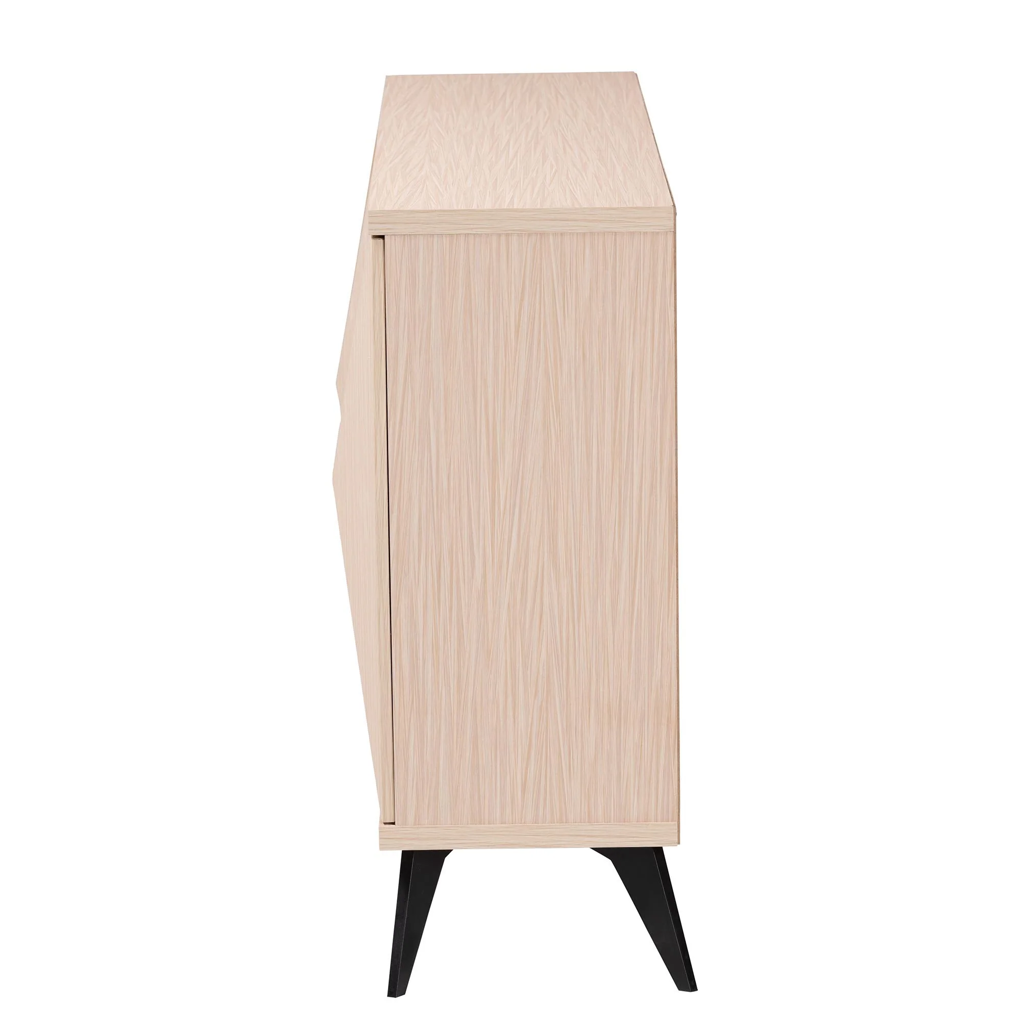 Baxton Studio Draper Mid-Century Modern Two-Tone Light Brown and Black Wood 4-Door Sideboard Buffet - Image 5