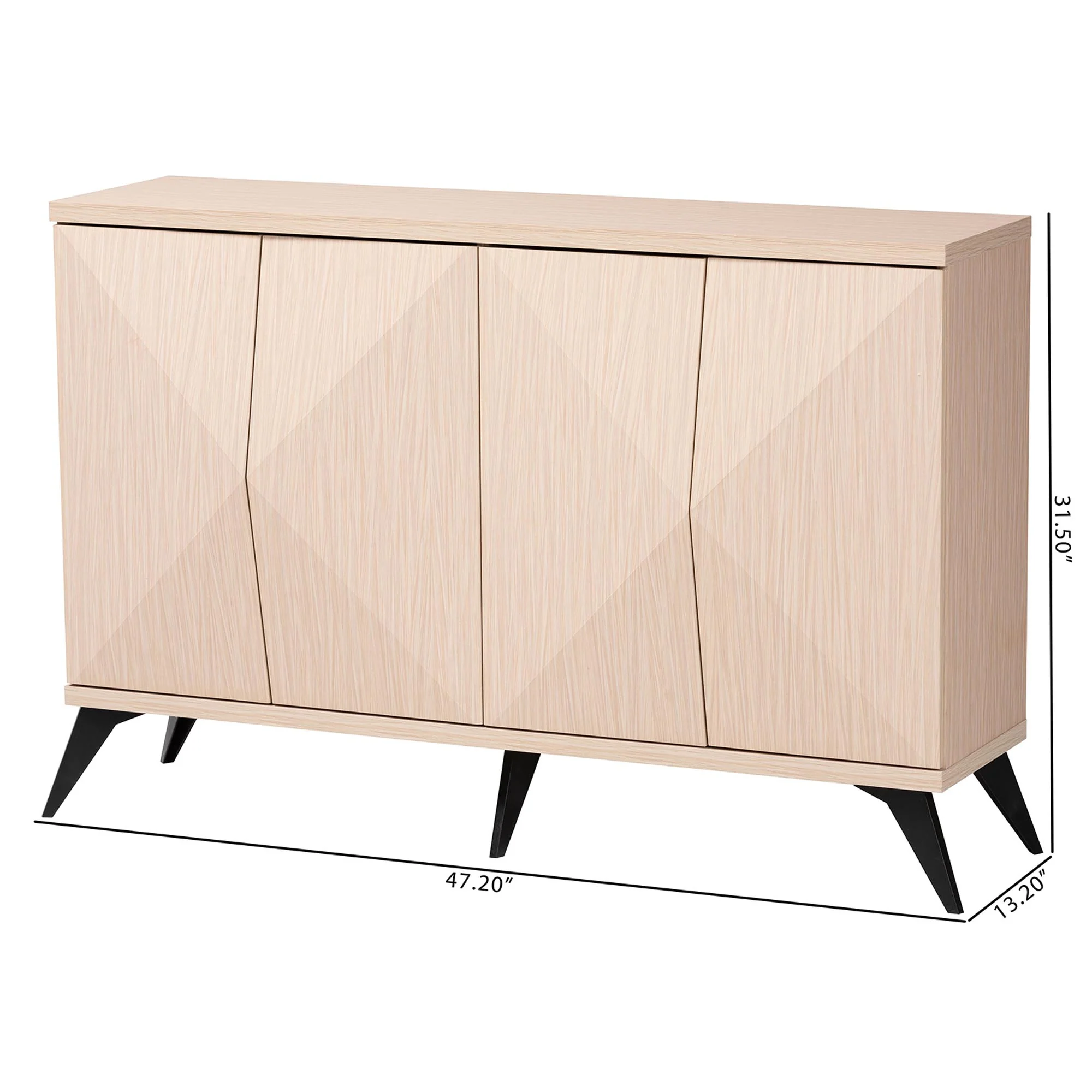 Baxton Studio Draper Mid-Century Modern Two-Tone Light Brown and Black Wood 4-Door Sideboard Buffet - Image 8