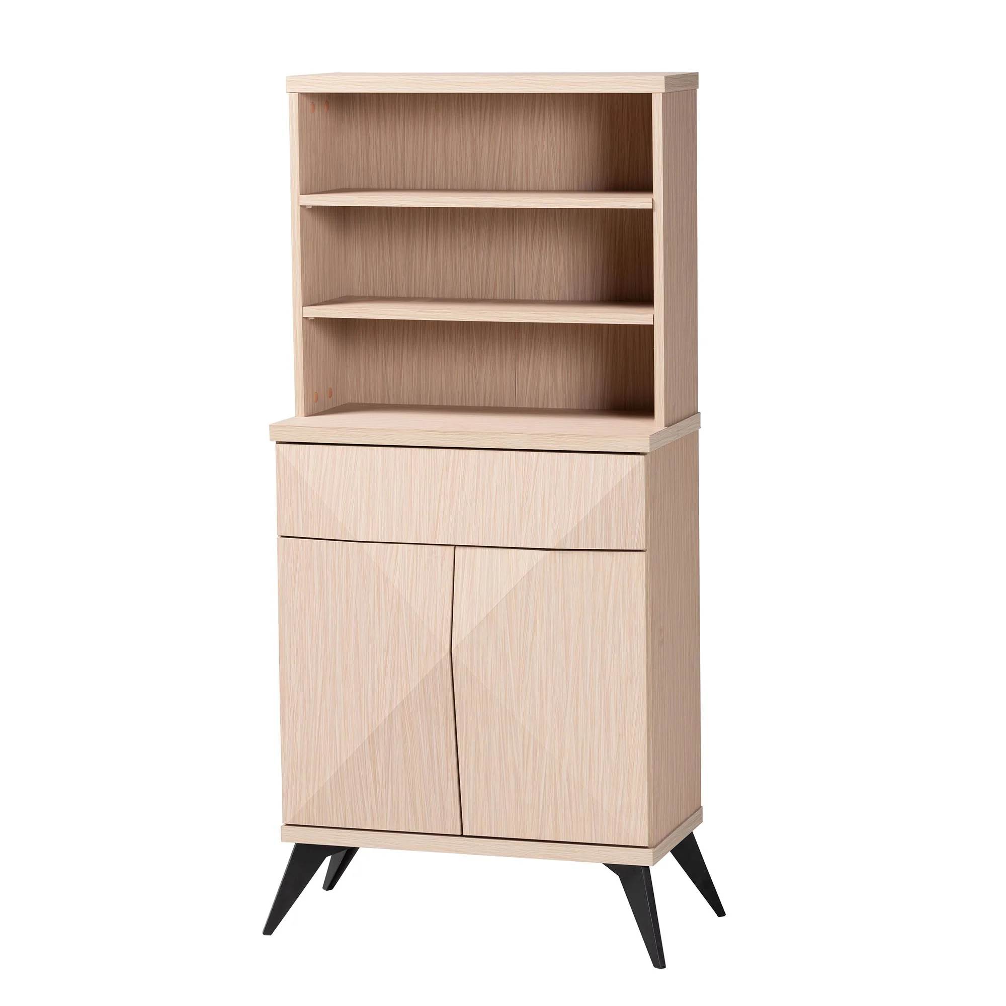 Baxton Studio Draper Mid-Century Modern Two-Tone Light Brown and Black Wood Kitchen Cabinet - Image 2