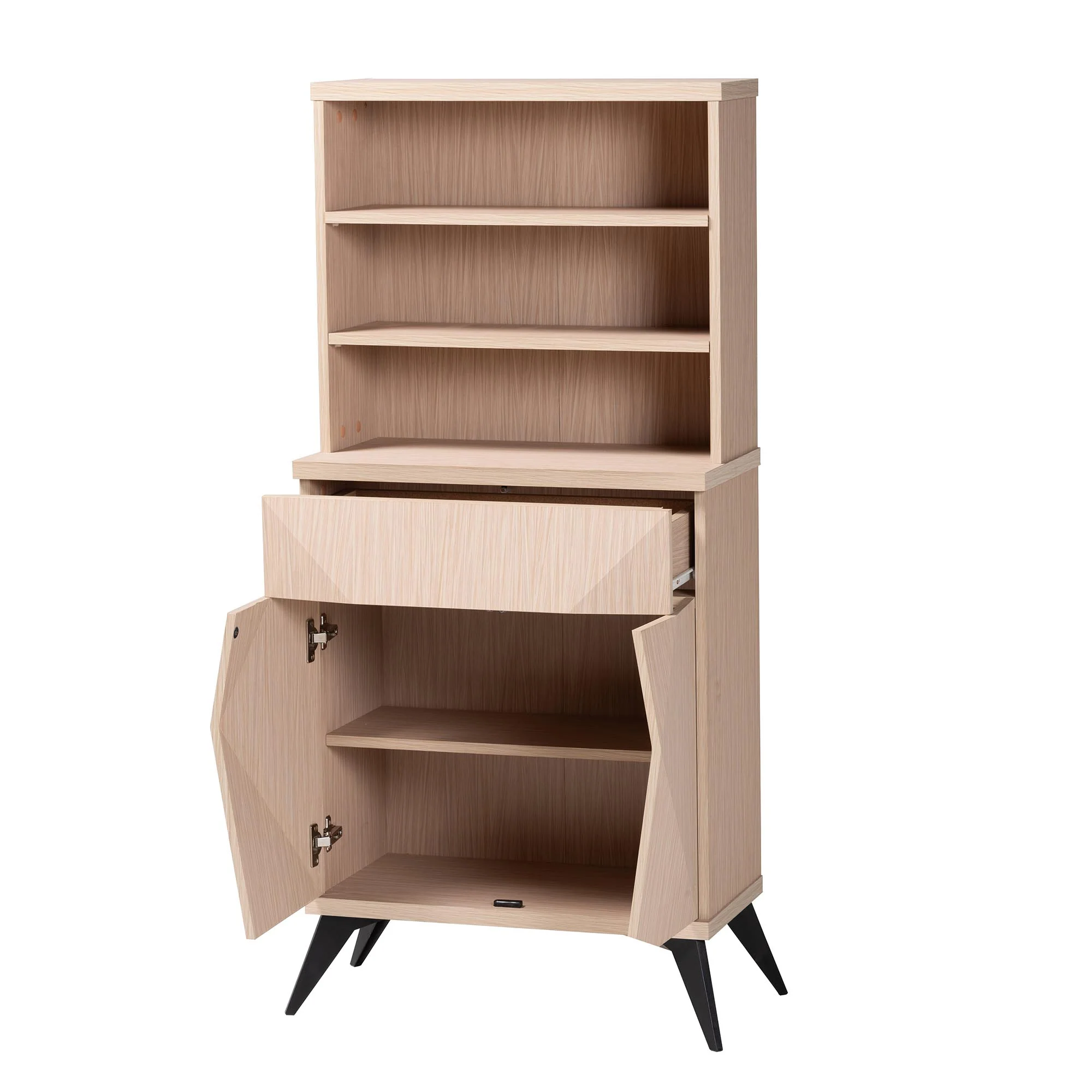 Baxton Studio Draper Mid-Century Modern Two-Tone Light Brown and Black Wood Kitchen Cabinet - Image 3