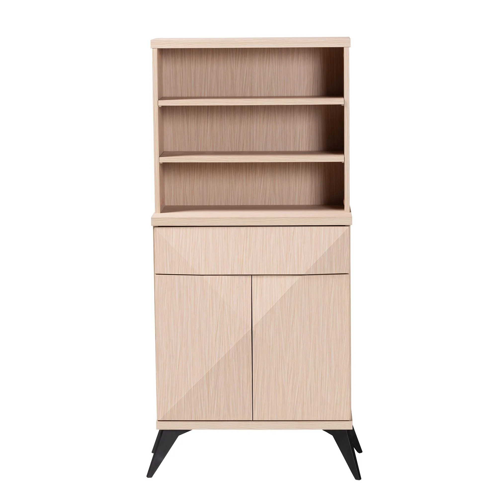 Baxton Studio Draper Mid-Century Modern Two-Tone Light Brown and Black Wood Kitchen Cabinet - Image 4