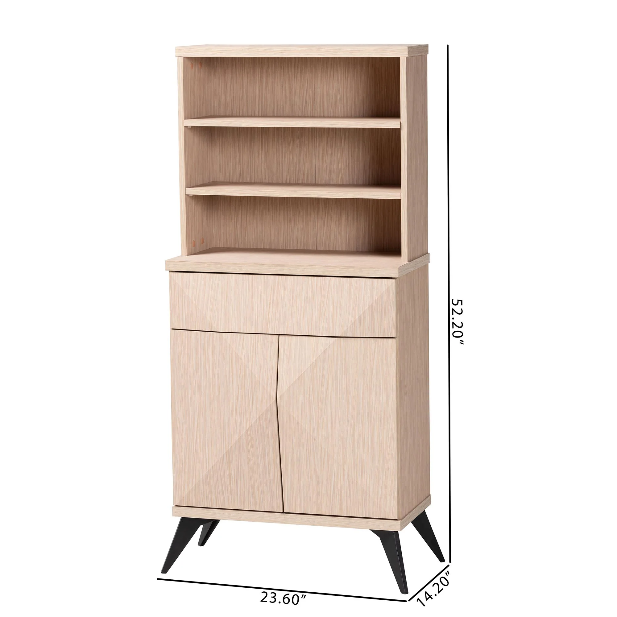 Baxton Studio Draper Mid-Century Modern Two-Tone Light Brown and Black Wood Kitchen Cabinet - Image 8