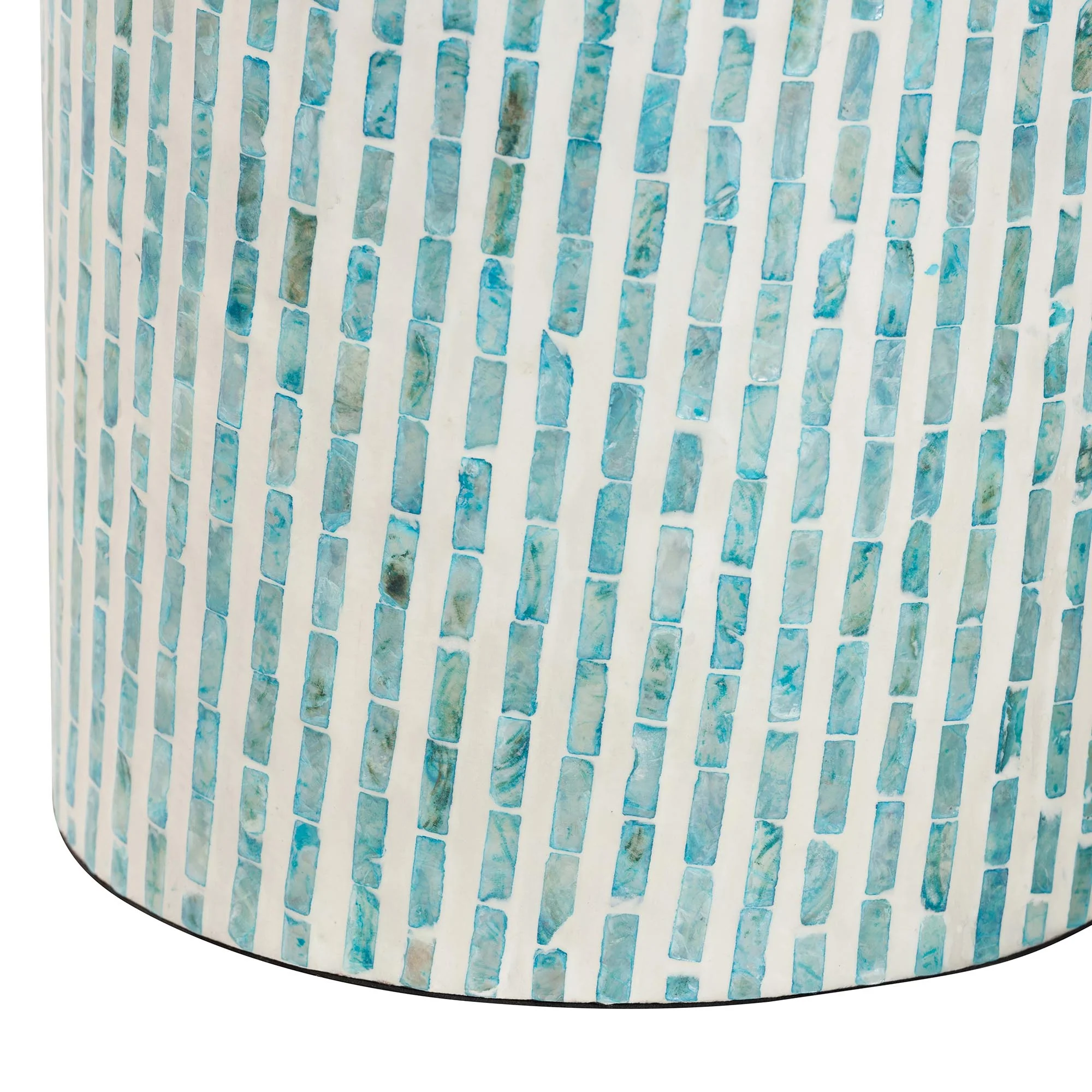 Baxton Studio Draven Modern Bohemian White and Blue Mother of Pearl End Table - Image 3