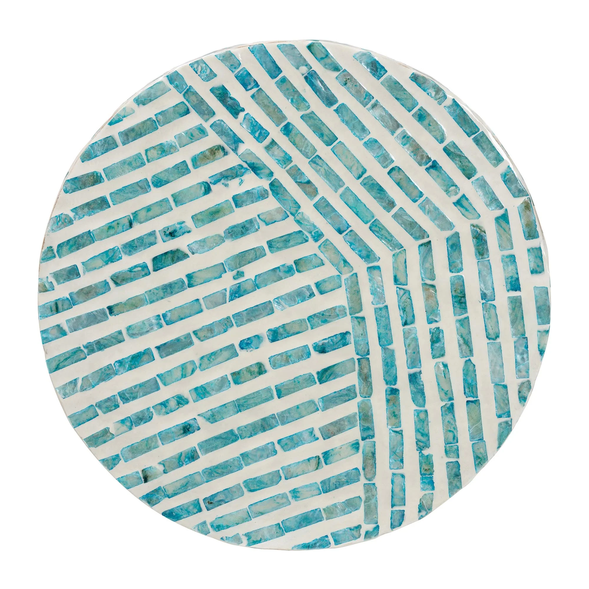 Baxton Studio Draven Modern Bohemian White and Blue Mother of Pearl End Table - Image 4