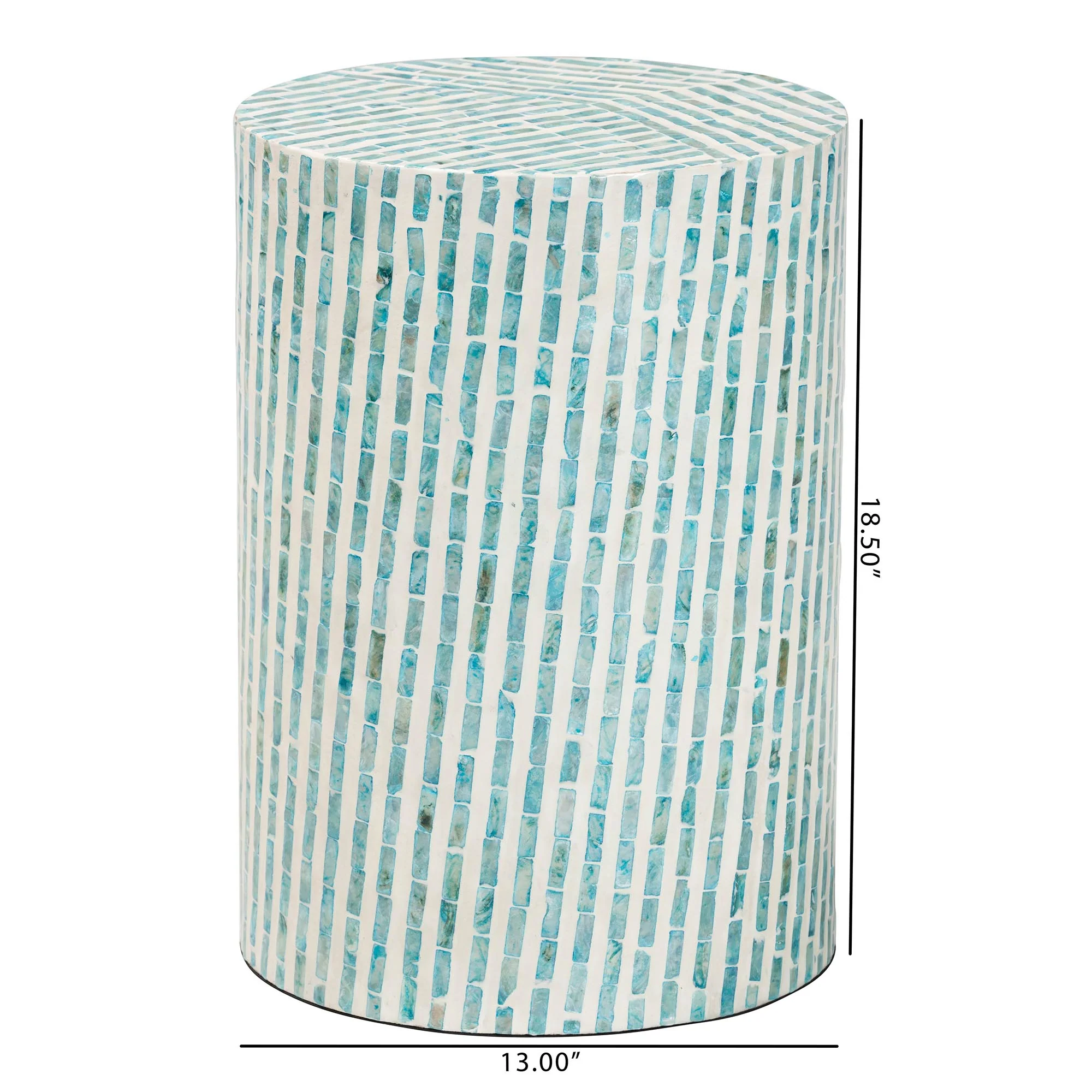 Baxton Studio Draven Modern Bohemian White and Blue Mother of Pearl End Table - Image 7