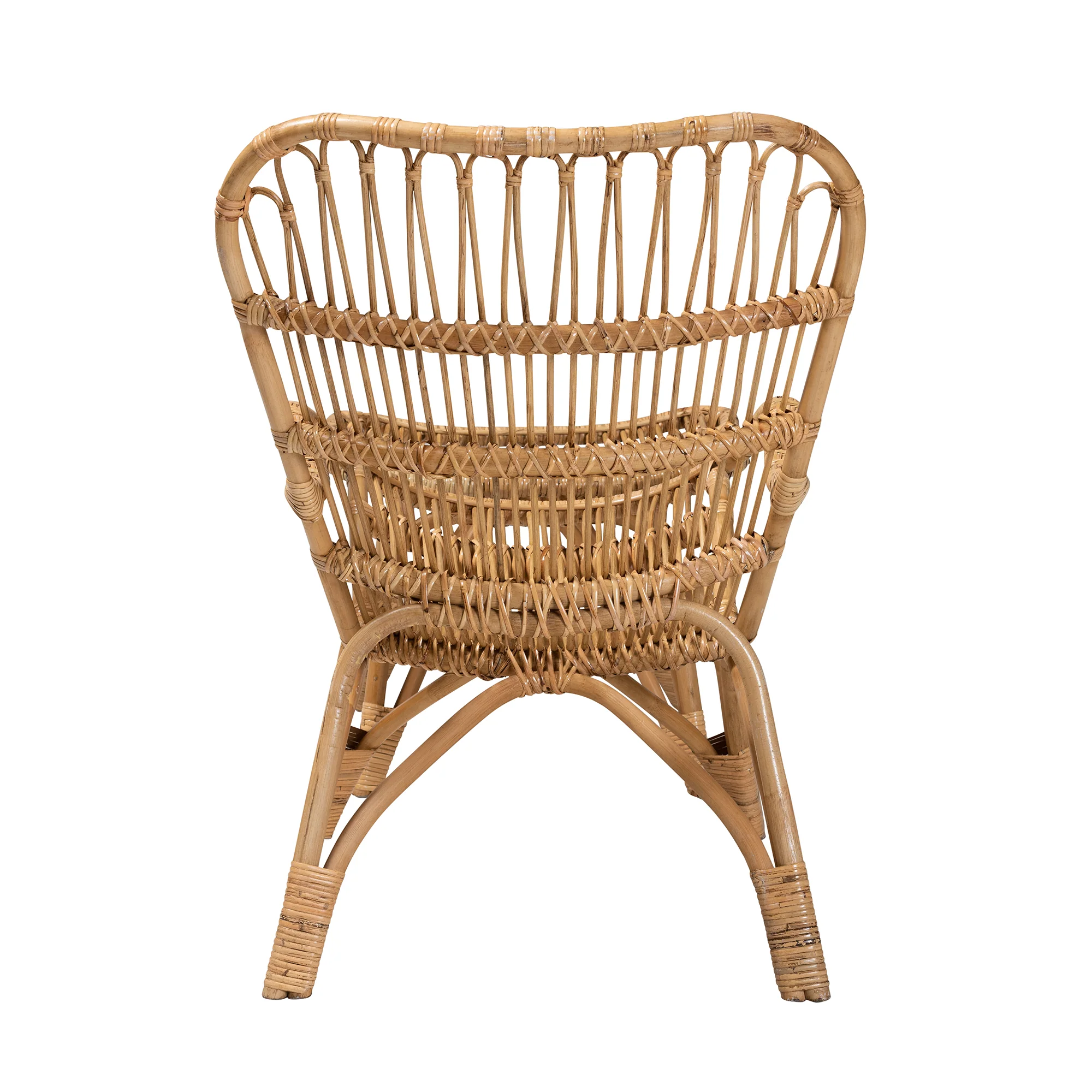 Baxton Studio Earvin Modern Bohemian Natural Brown Rattan 2-Piece Armchair and Footstool Set - Image 5