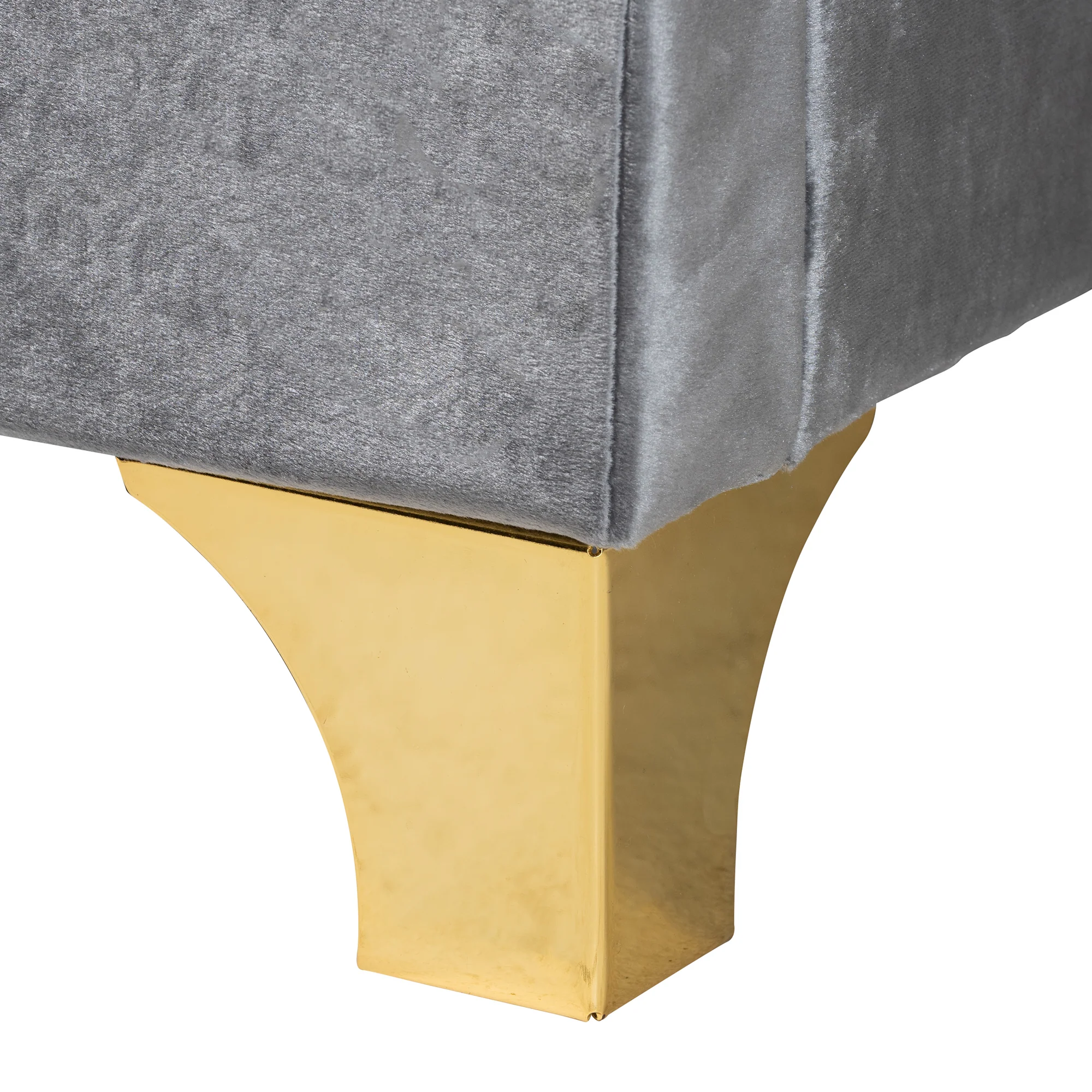 Baxton Studio Easton Contemporary Glam and Luxe Black Velvet and Gold Metal Queen Size Panel Bed - Image 15