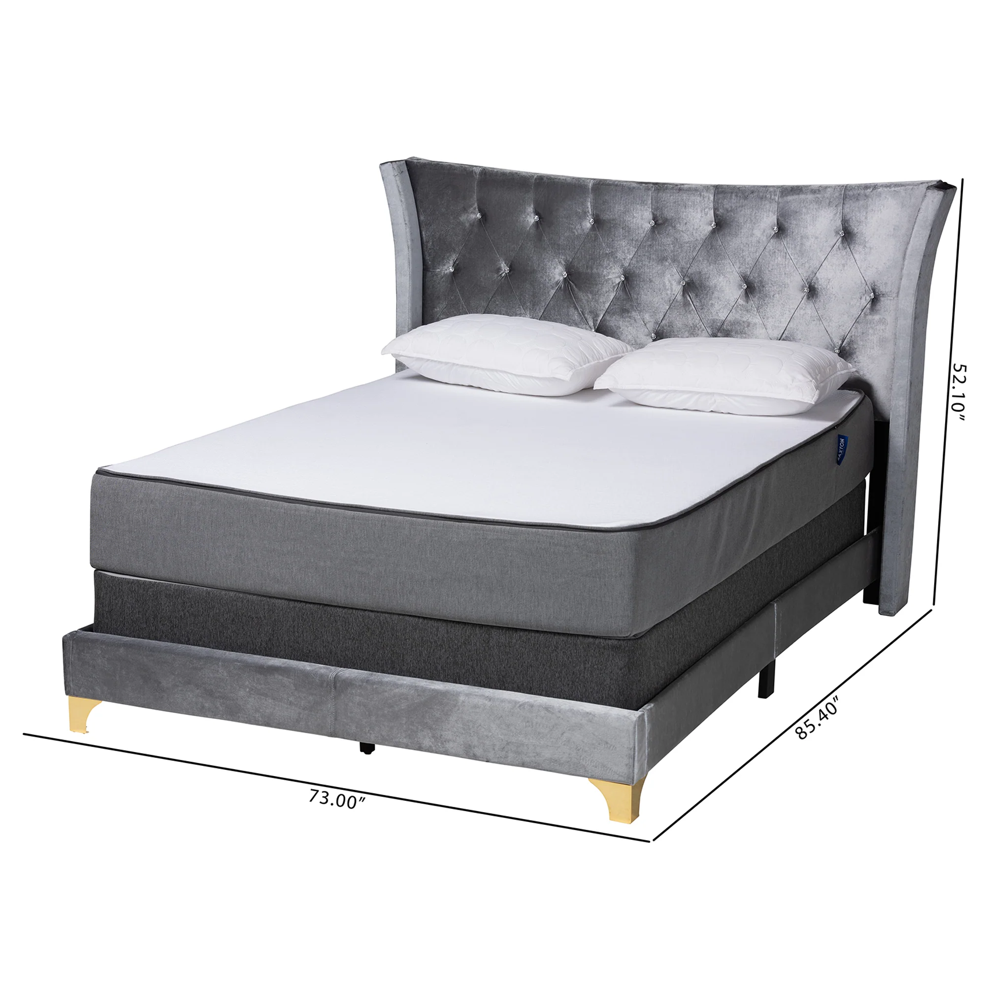Baxton Studio Easton Contemporary Glam and Luxe Black Velvet and Gold Metal Queen Size Panel Bed - Image 17
