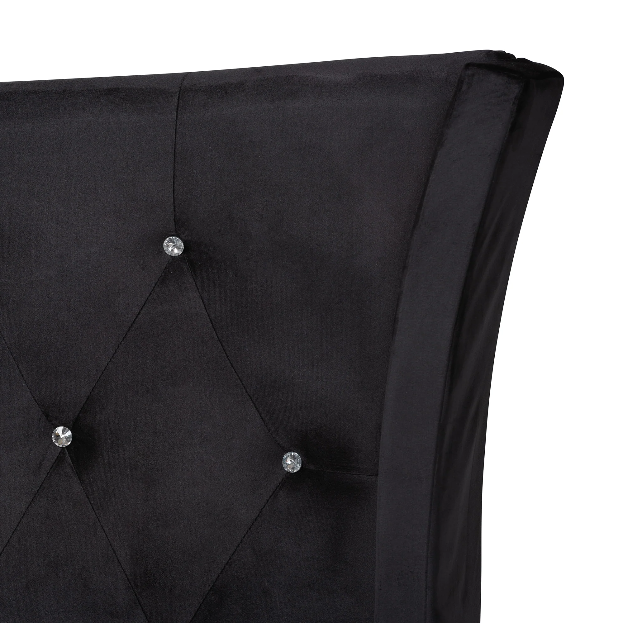 Baxton Studio Easton Contemporary Glam and Luxe Black Velvet and Gold Metal Queen Size Panel Bed - Image 5