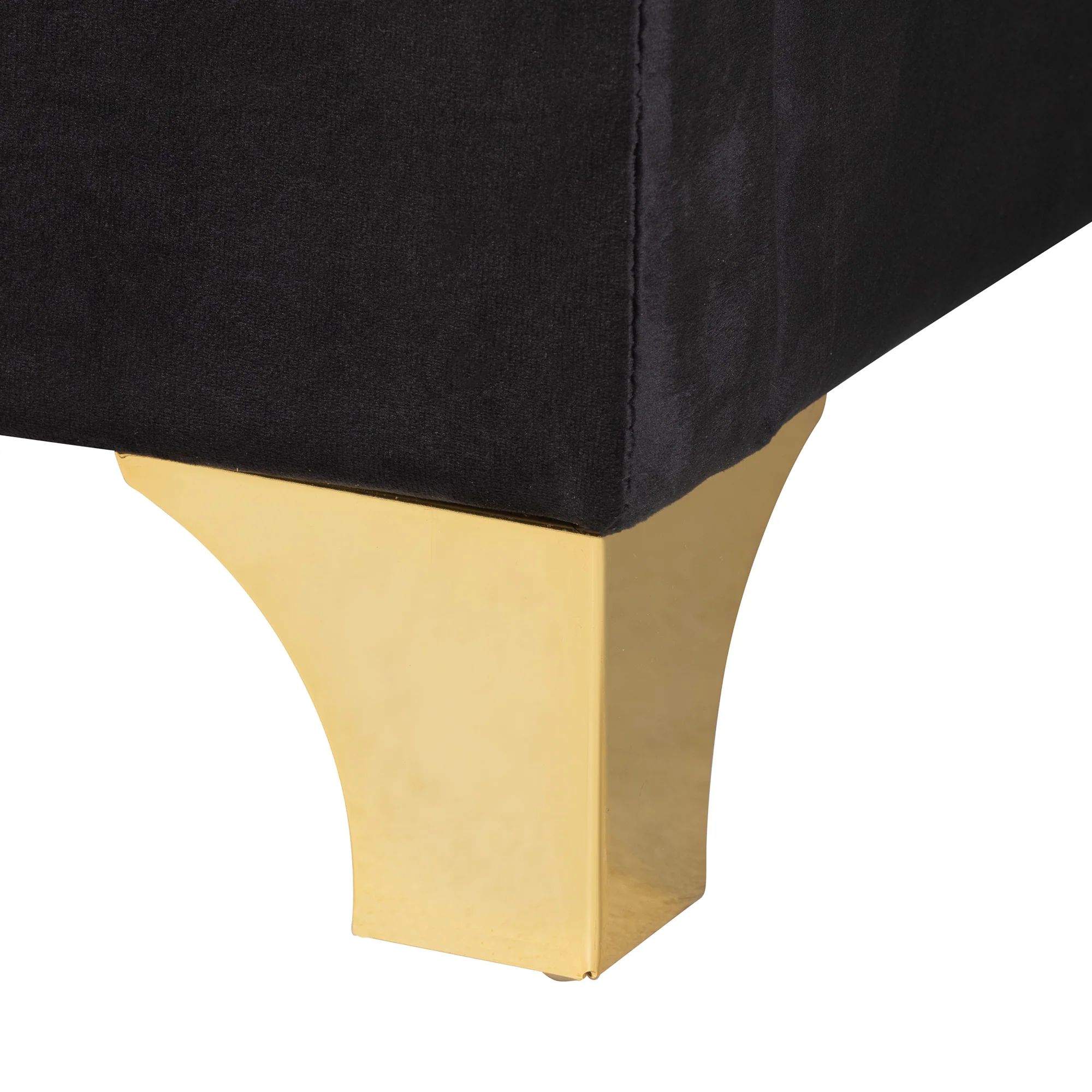 Baxton Studio Easton Contemporary Glam and Luxe Black Velvet and Gold Metal Queen Size Panel Bed - Image 6
