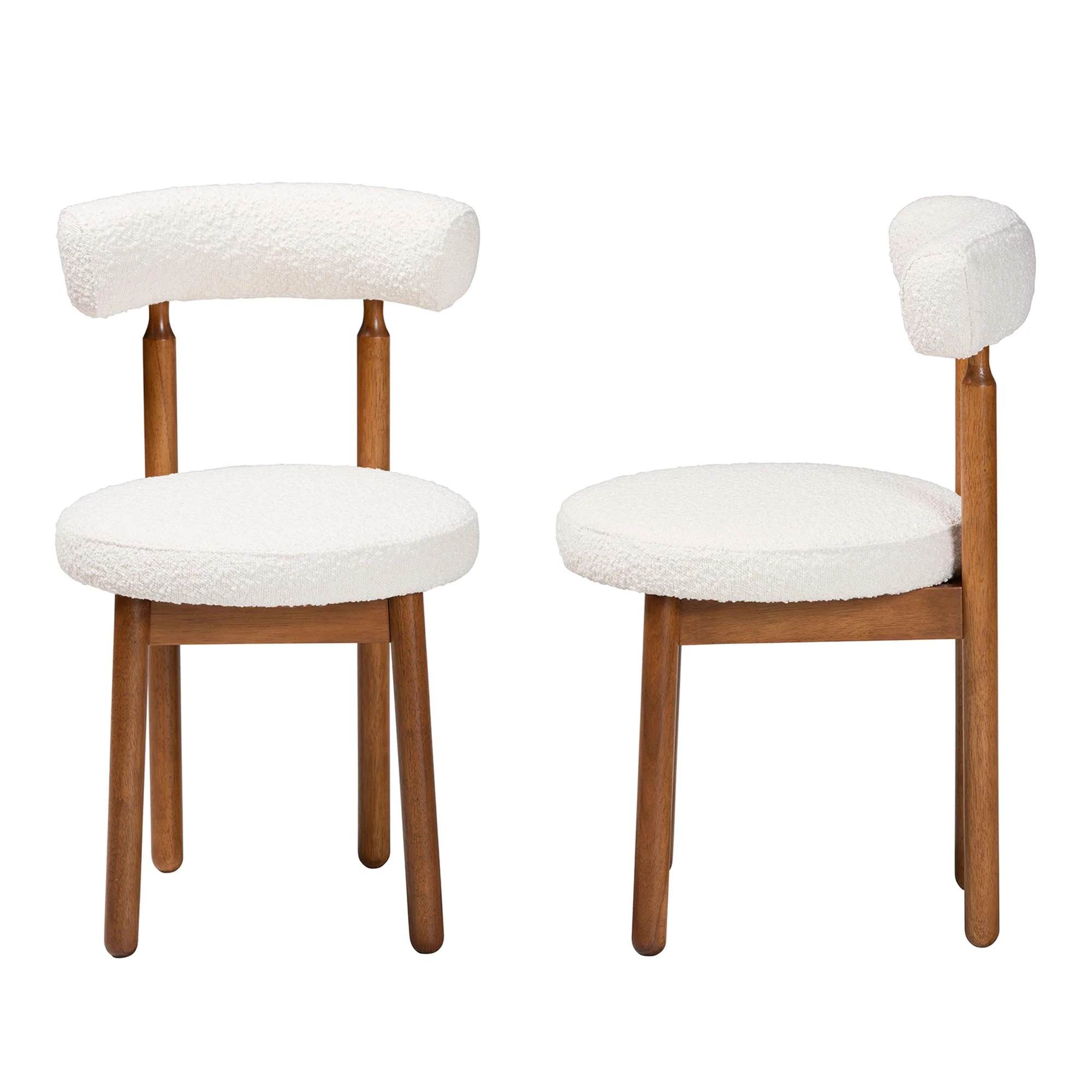 Baxton Studio Edric Modern Japandi Cream Boucle Fabric and Walnut Brown Finished Wood 2-Piece Dining Chair Set - Image 6