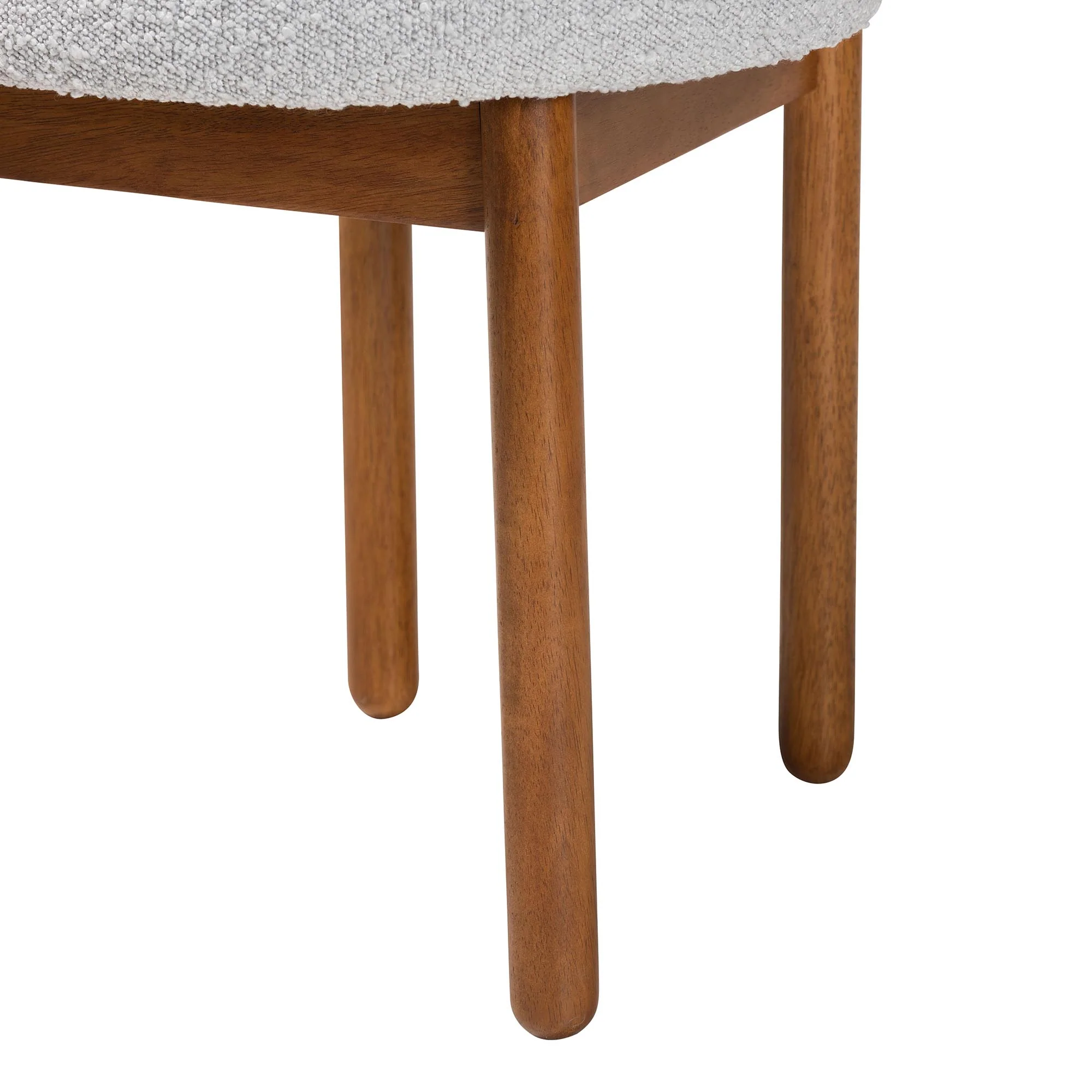 Baxton Studio Edric Modern Japandi Light Grey Boucle Fabric and Walnut Brown Finished Wood 2-Piece Dining Chair Set - Image 8